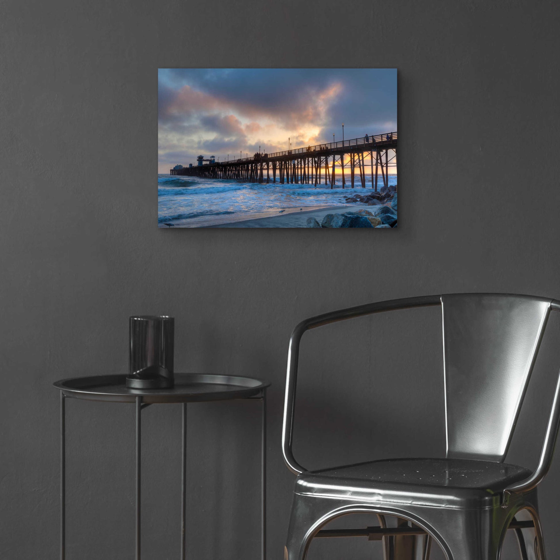 Epic Art 'Sunset Through Oceanside Pier' by Chris Moyer, Acrylic Glass Wall Art,24x16