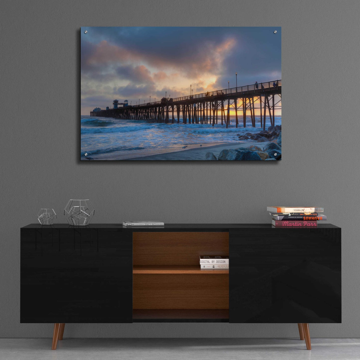 Epic Art 'Sunset Through Oceanside Pier' by Chris Moyer, Acrylic Glass Wall Art,36x24