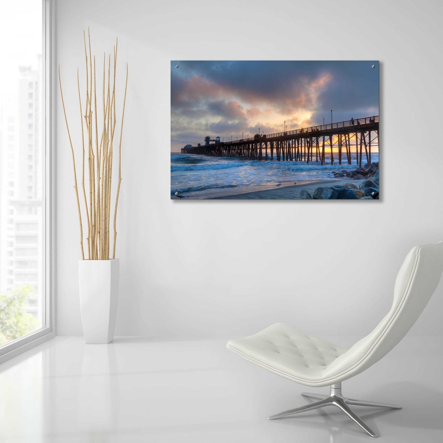 Epic Art 'Sunset Through Oceanside Pier' by Chris Moyer, Acrylic Glass Wall Art,36x24