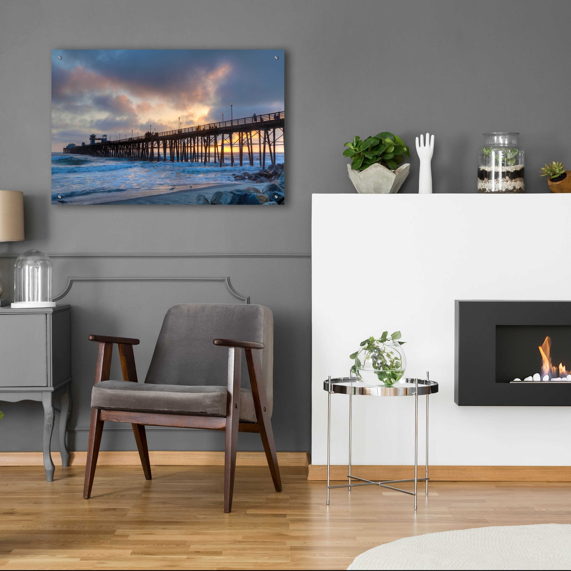 Epic Art 'Sunset Through Oceanside Pier' by Chris Moyer, Acrylic Glass Wall Art,36x24