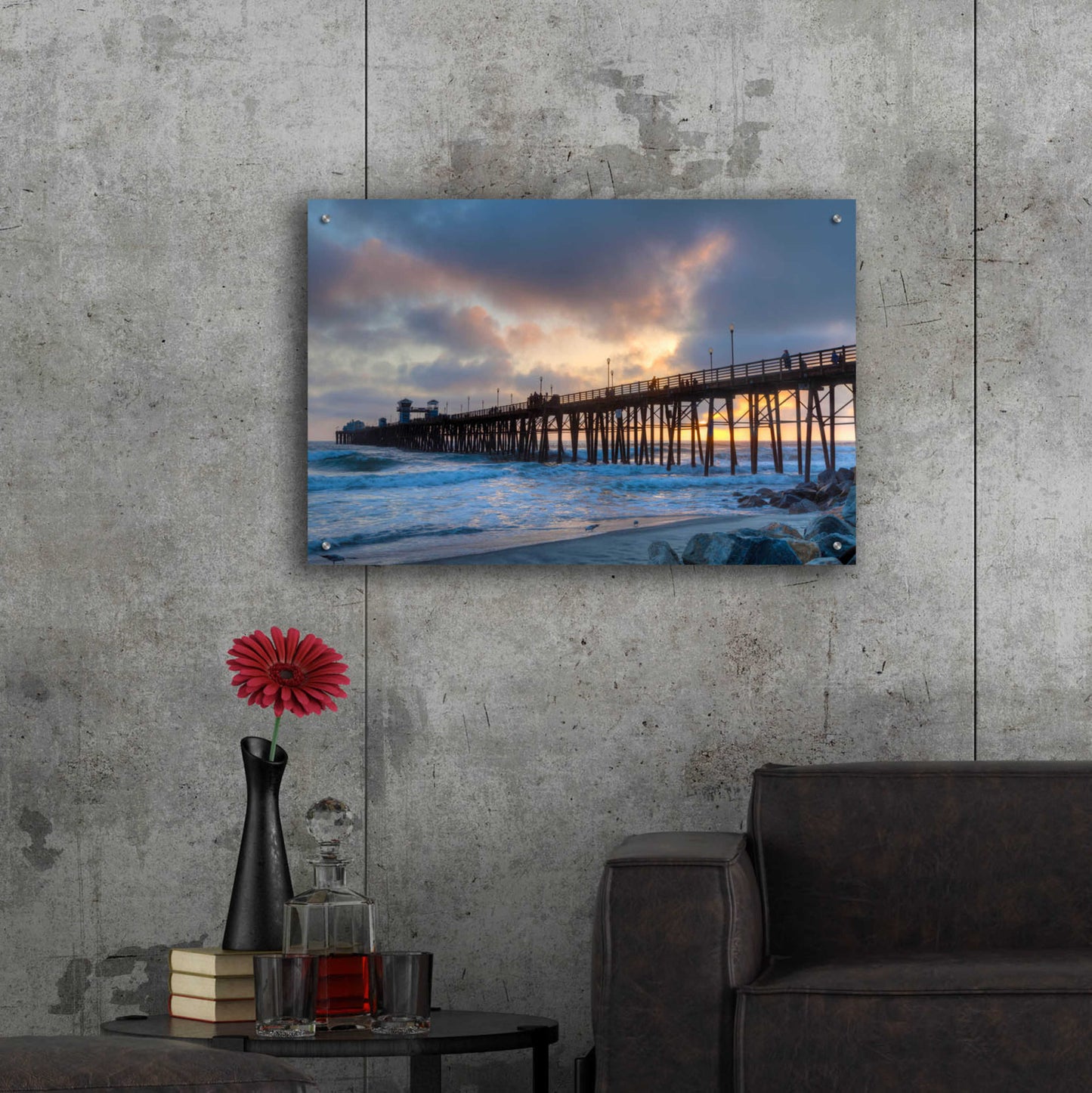 Epic Art 'Sunset Through Oceanside Pier' by Chris Moyer, Acrylic Glass Wall Art,36x24