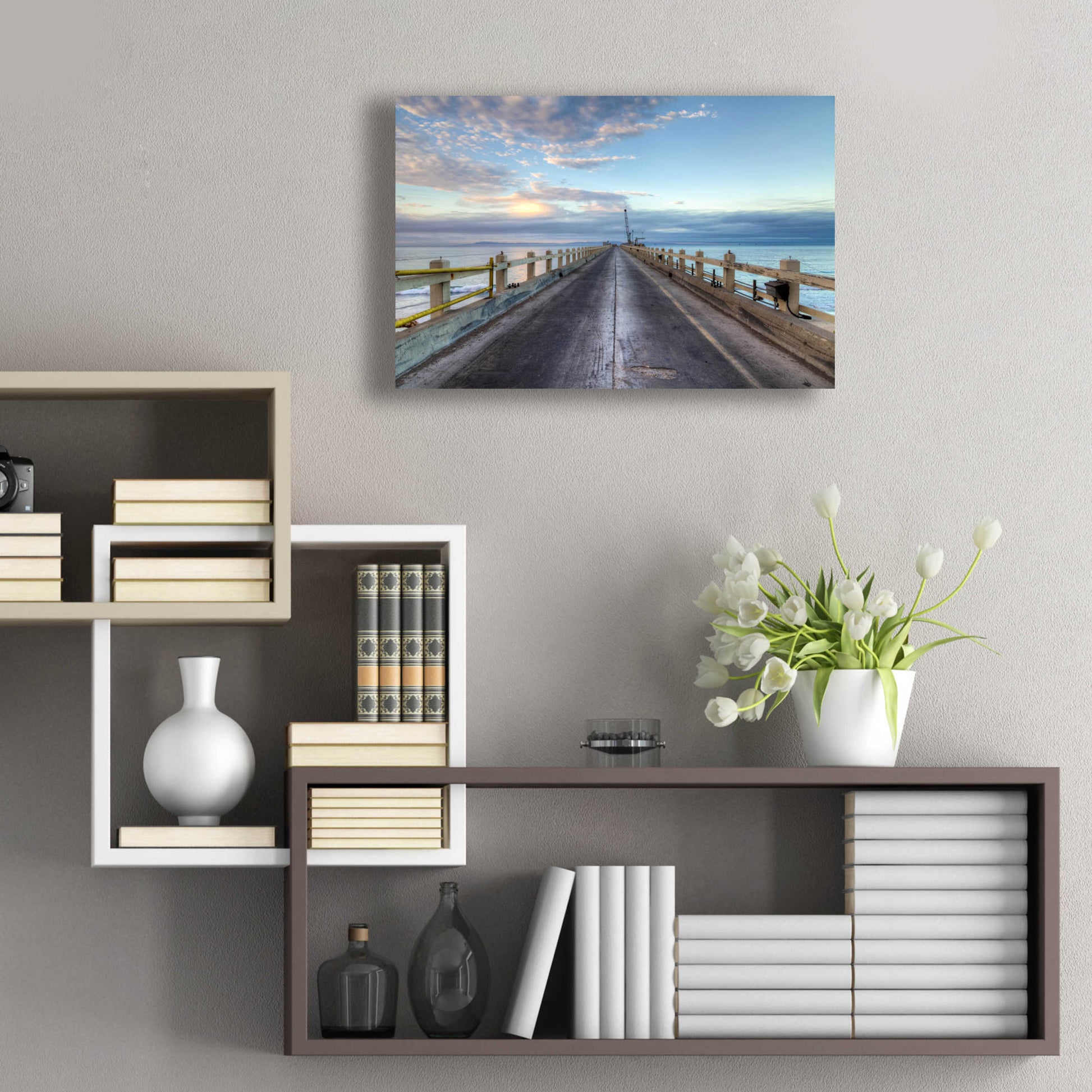 Epic Art 'Carpinteria Pier View I' by Chris Moyer, Acrylic Glass Wall Art,24x16