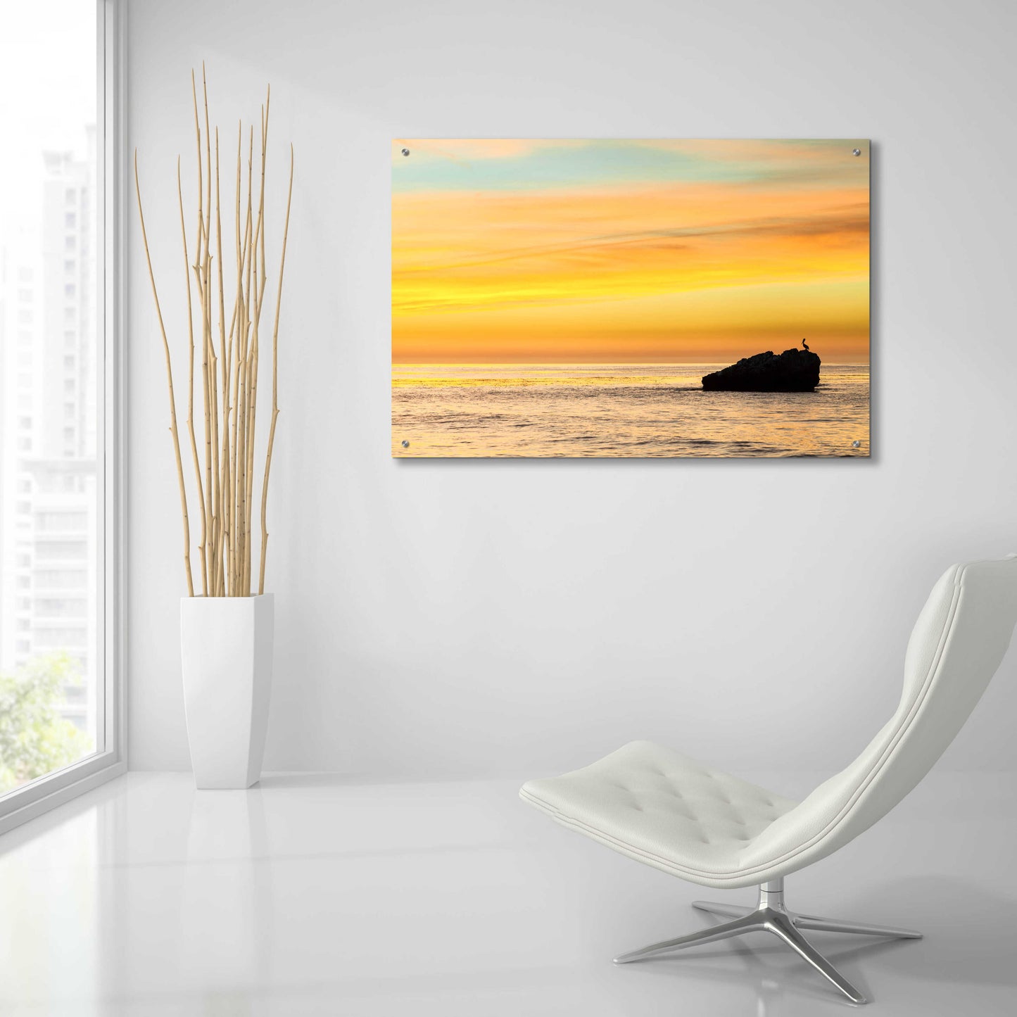 Epic Art 'Pelican Sunrise' by Chris Moyer, Acrylic Glass Wall Art,36x24