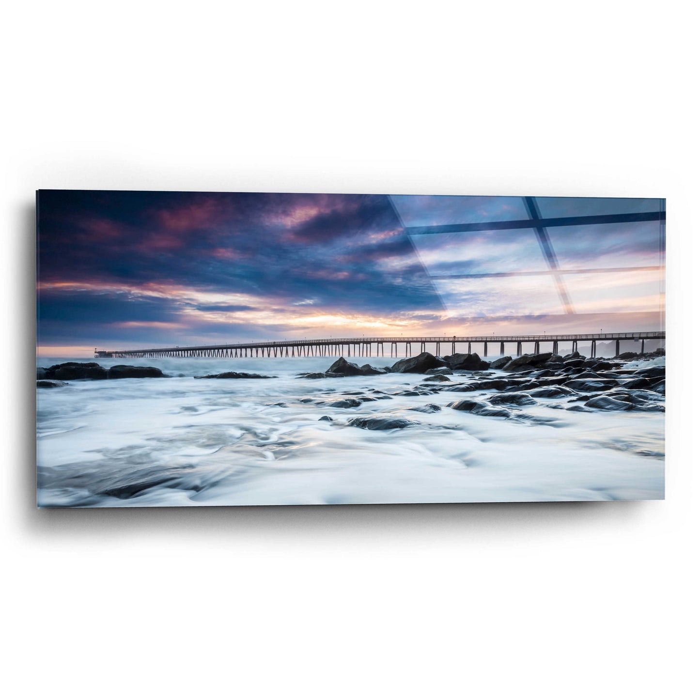 Epic Art 'Goleta Night' by Chris Moyer, Acrylic Glass Wall Art,24x12