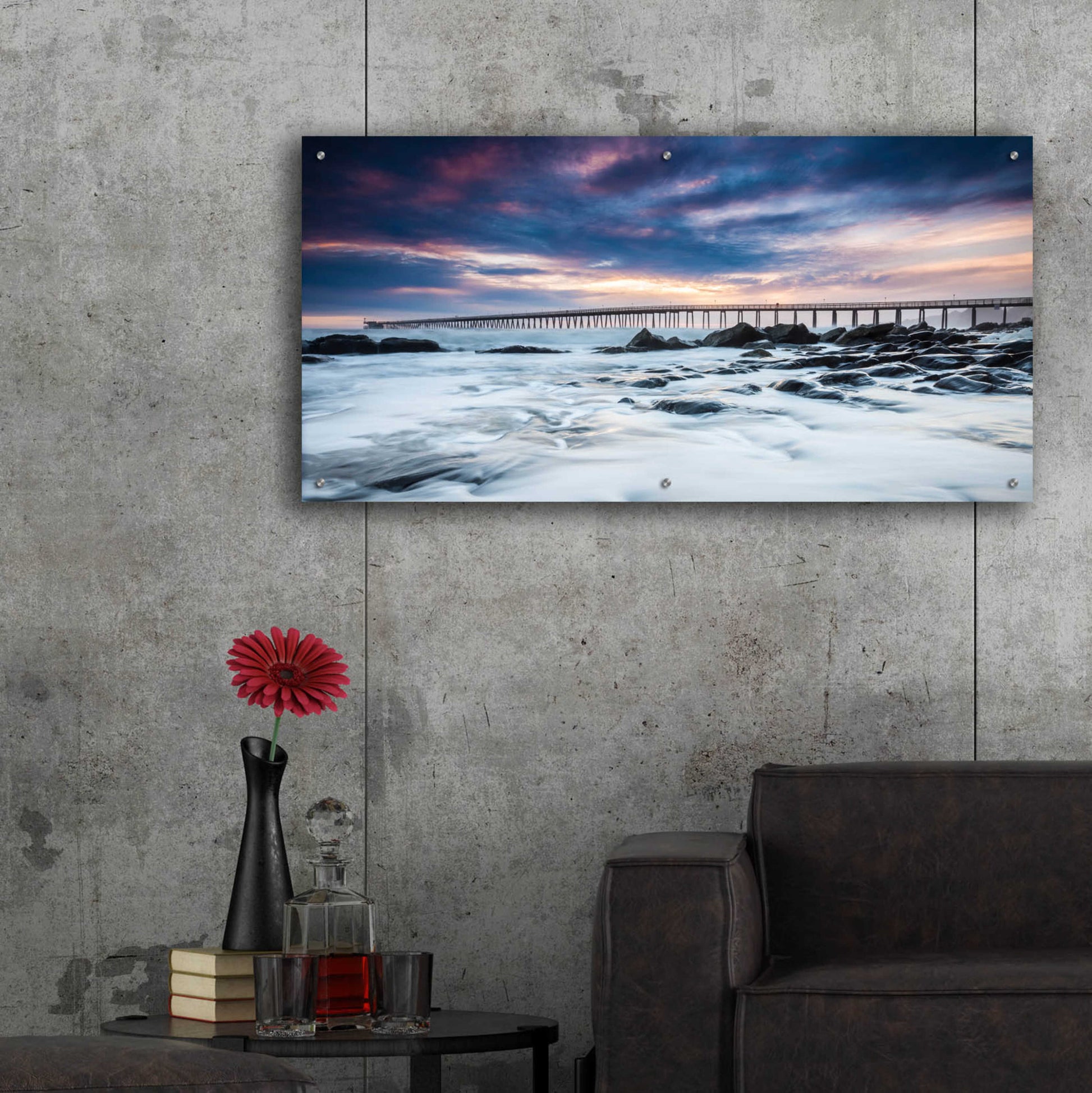 Epic Art 'Goleta Night' by Chris Moyer, Acrylic Glass Wall Art,48x24