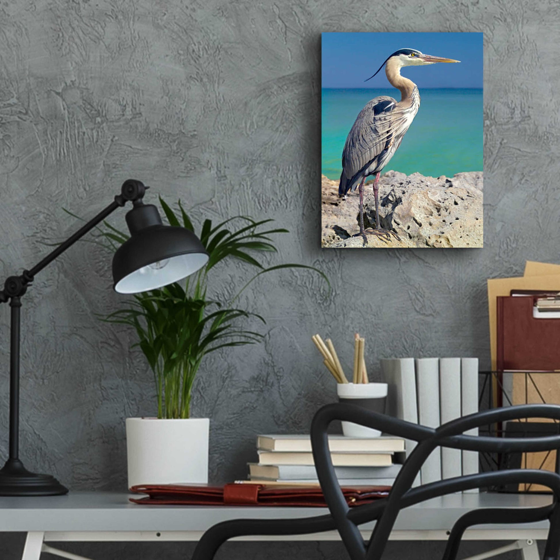 Epic Art 'Blue Heron' by Mike Jones, Acrylic Glass Wall Art,12x16