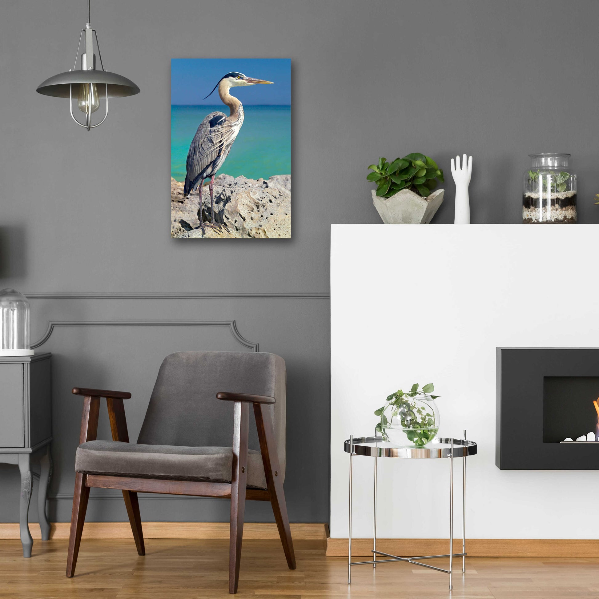 Epic Art 'Blue Heron' by Mike Jones, Acrylic Glass Wall Art,16x24