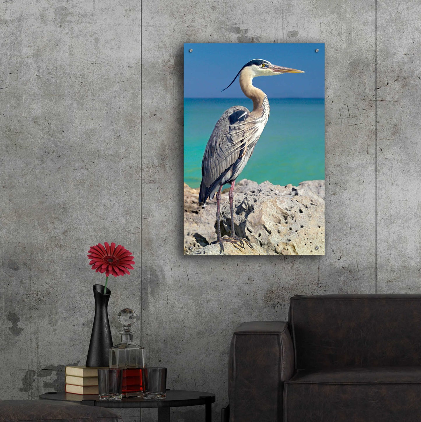 Epic Art 'Blue Heron' by Mike Jones, Acrylic Glass Wall Art,24x36