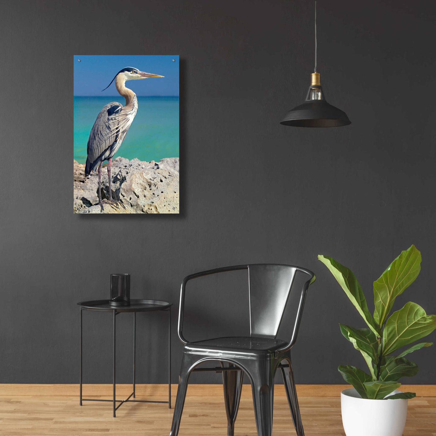 Epic Art 'Blue Heron' by Mike Jones, Acrylic Glass Wall Art,24x36