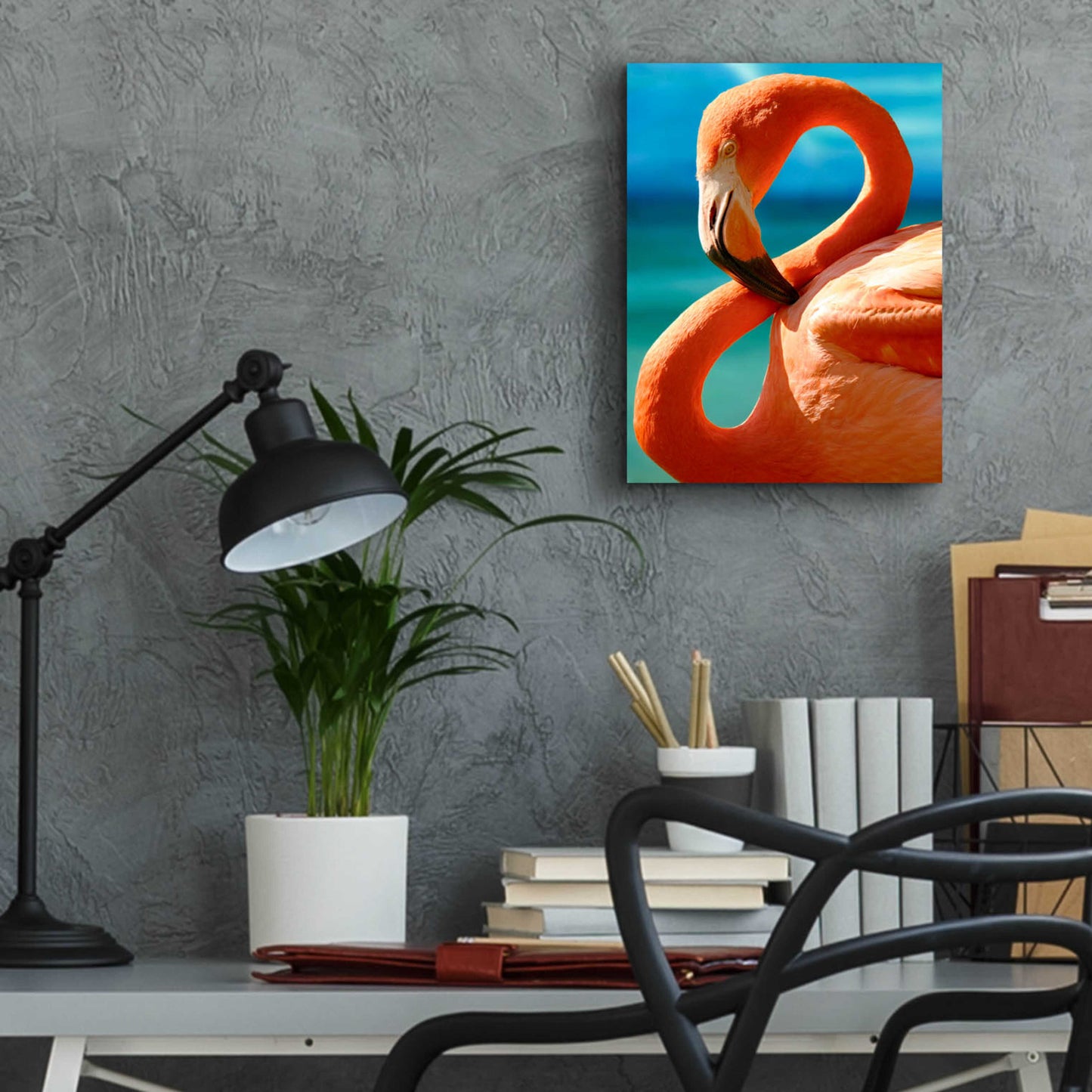 Epic Art 'Flamingo' by Mike Jones, Acrylic Glass Wall Art,12x16