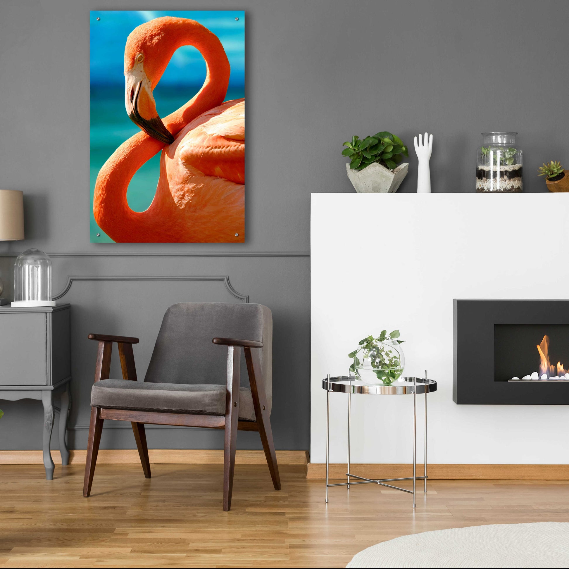 Epic Art 'Flamingo' by Mike Jones, Acrylic Glass Wall Art,24x36