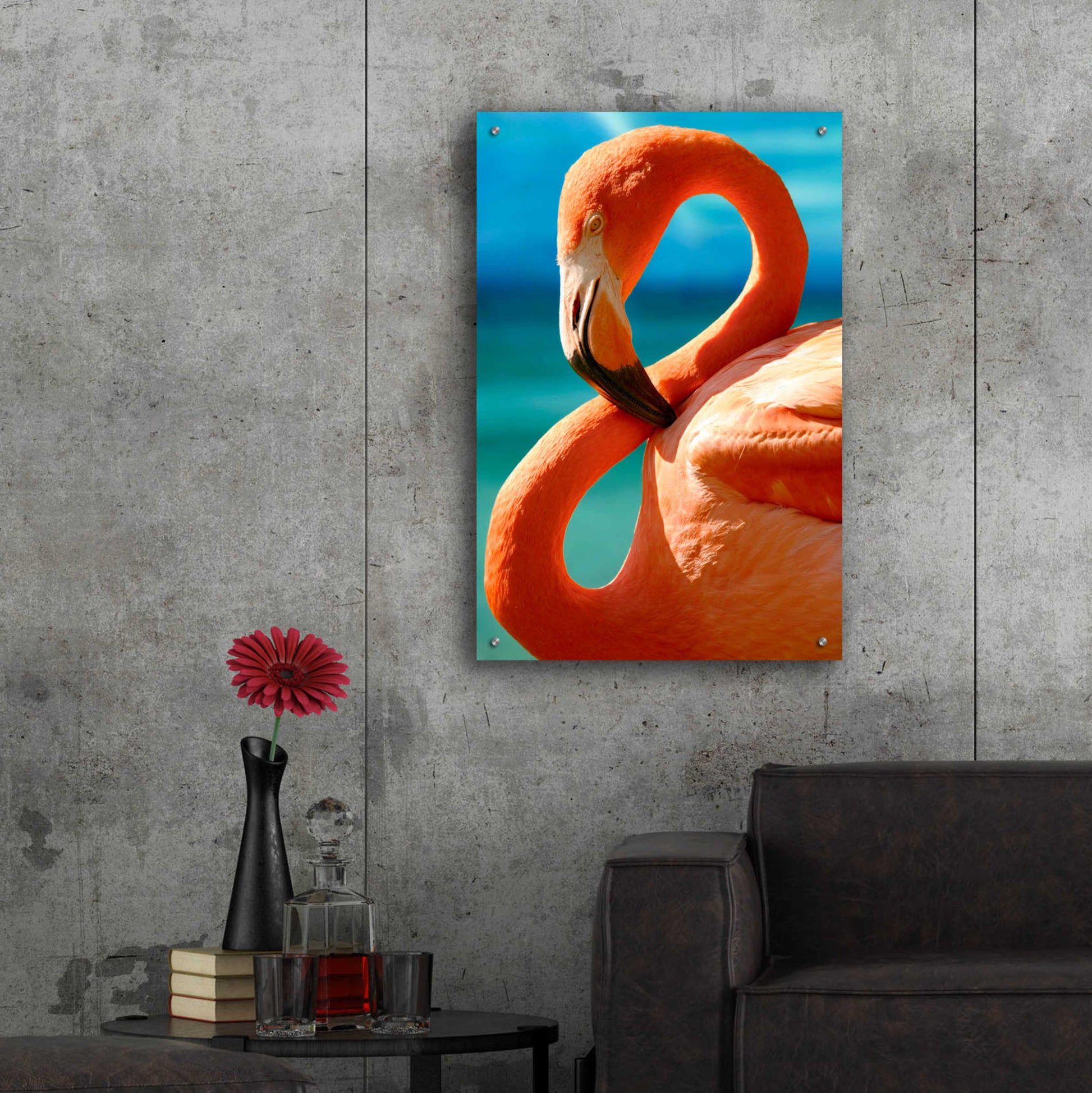 Epic Art 'Flamingo' by Mike Jones, Acrylic Glass Wall Art,24x36