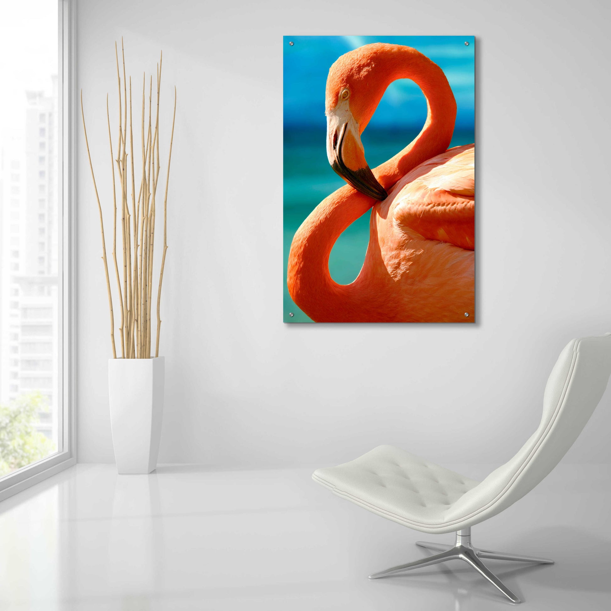 Epic Art 'Flamingo' by Mike Jones, Acrylic Glass Wall Art,24x36