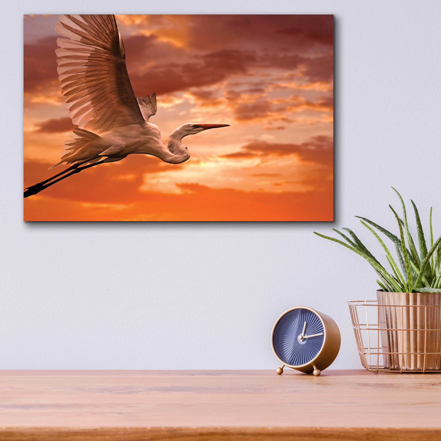 Epic Art 'Heron Sunset' by Mike Jones, Acrylic Glass Wall Art,16x12