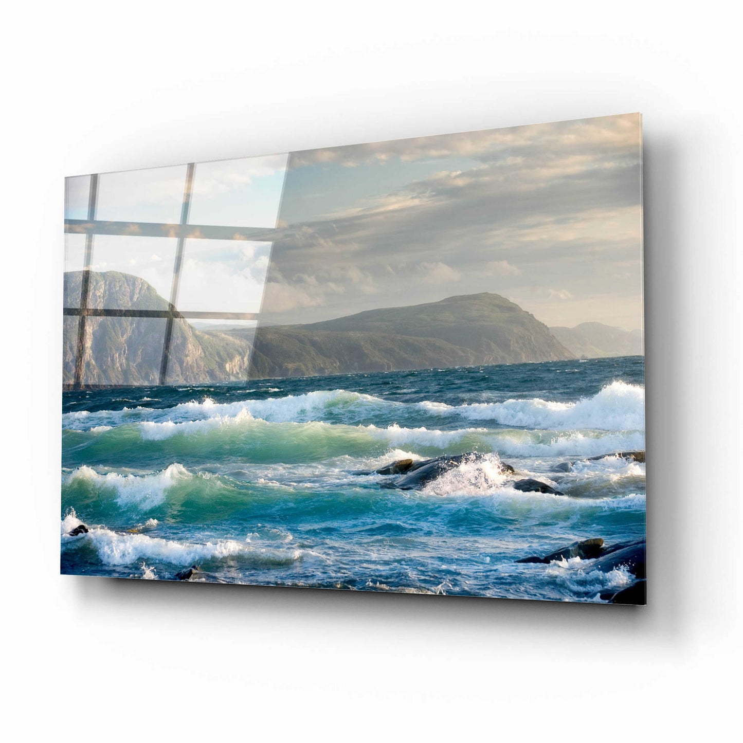 Epic Art 'Newfoundland Sunset Surf' by Mike Jones, Acrylic Glass Wall Art,16x12