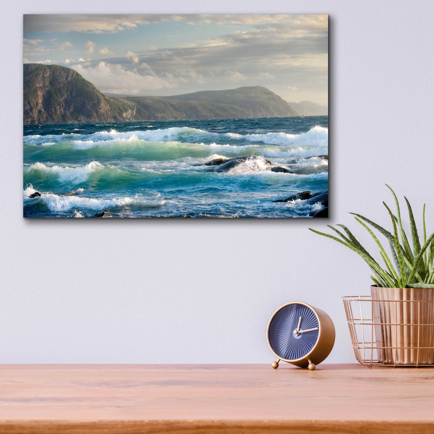 Epic Art 'Newfoundland Sunset Surf' by Mike Jones, Acrylic Glass Wall Art,16x12