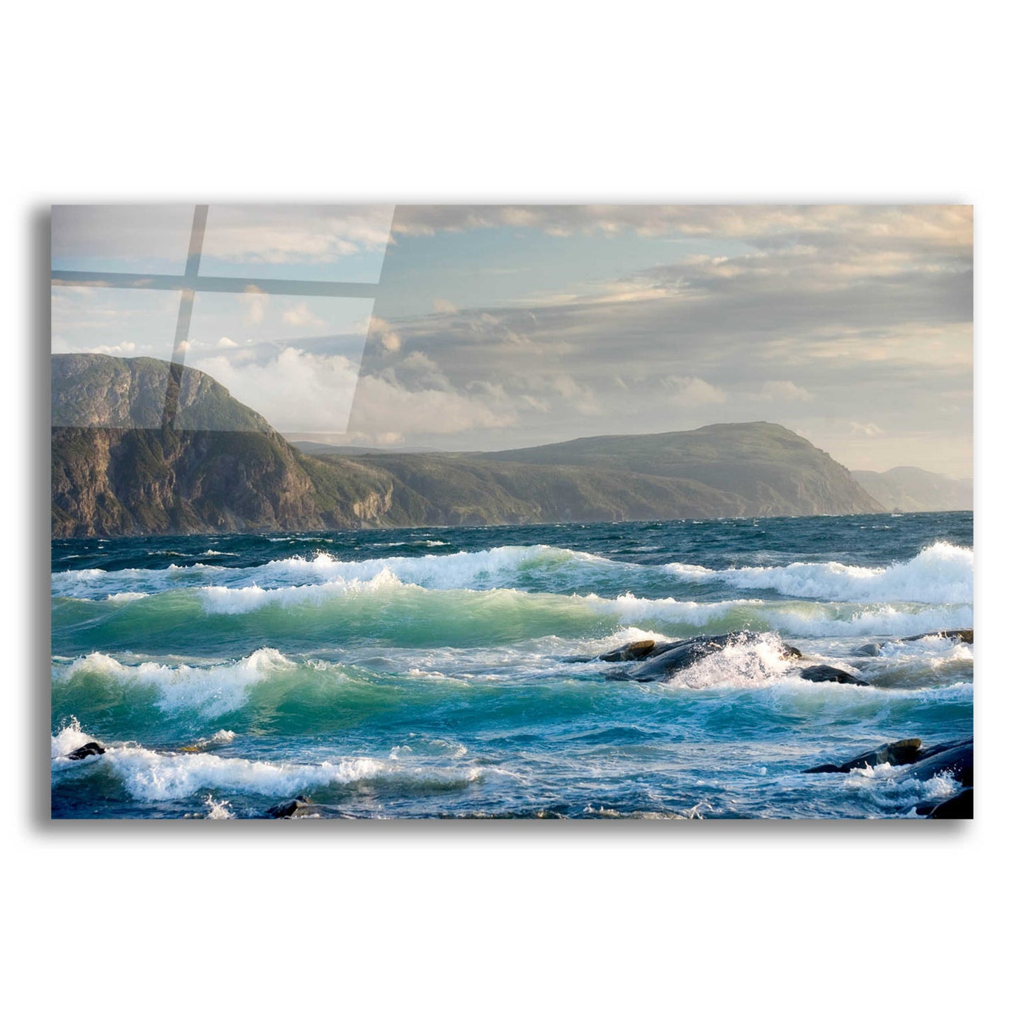 Epic Art 'Newfoundland Sunset Surf' by Mike Jones, Acrylic Glass Wall Art,16x12