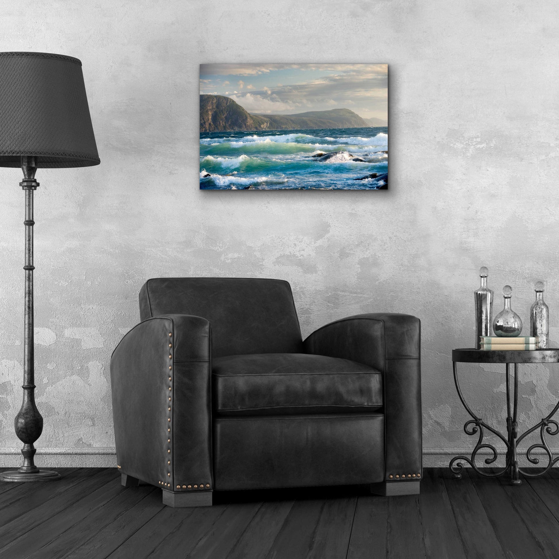 Epic Art 'Newfoundland Sunset Surf' by Mike Jones, Acrylic Glass Wall Art,24x16