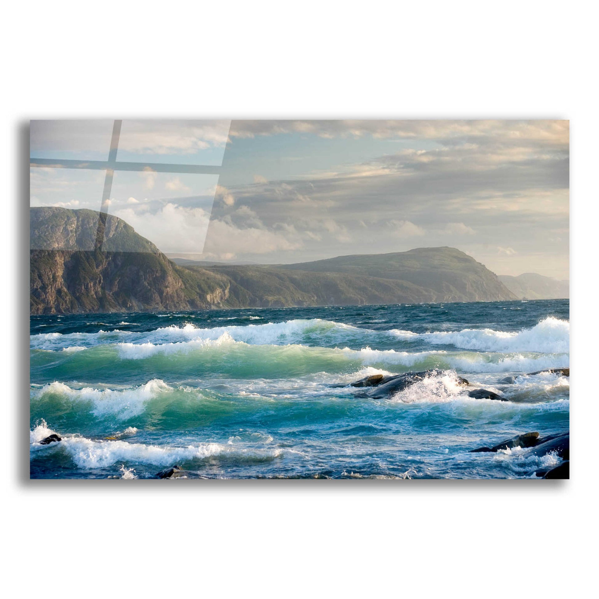 Epic Art 'Newfoundland Sunset Surf' by Mike Jones, Acrylic Glass Wall Art,24x16