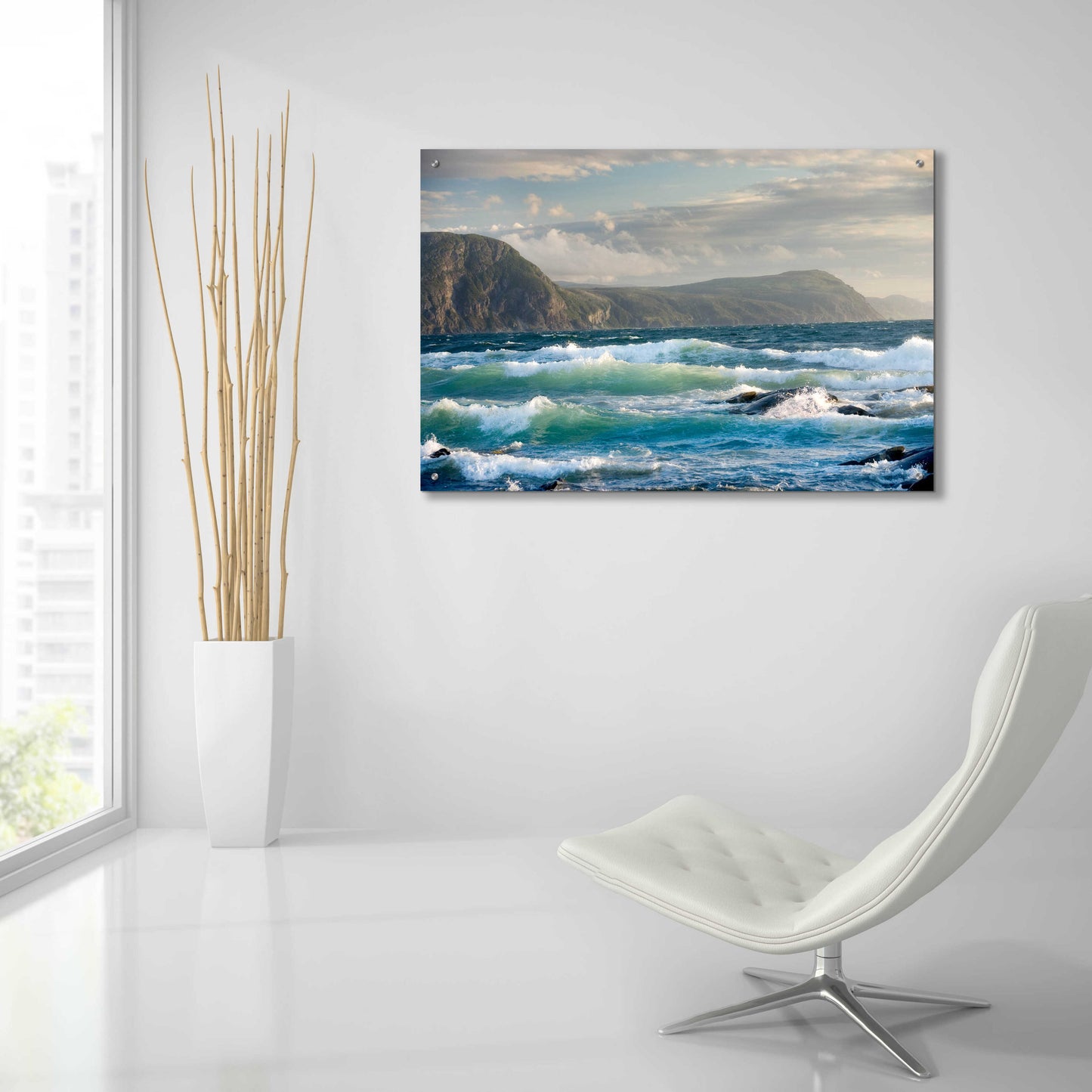 Epic Art 'Newfoundland Sunset Surf' by Mike Jones, Acrylic Glass Wall Art,36x24