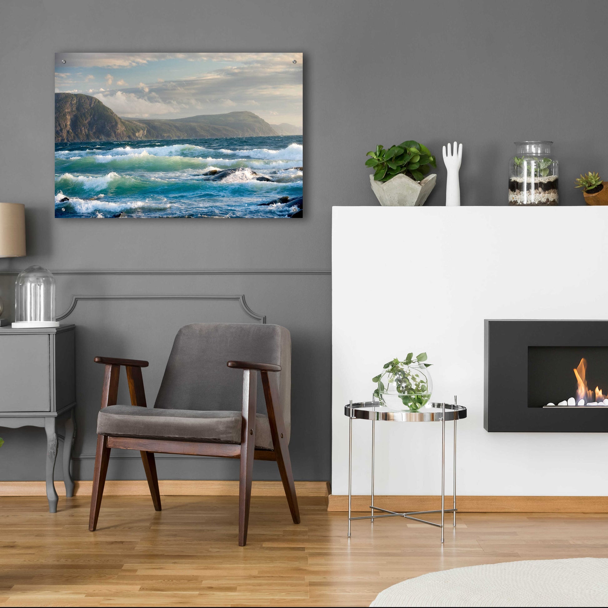 Epic Art 'Newfoundland Sunset Surf' by Mike Jones, Acrylic Glass Wall Art,36x24