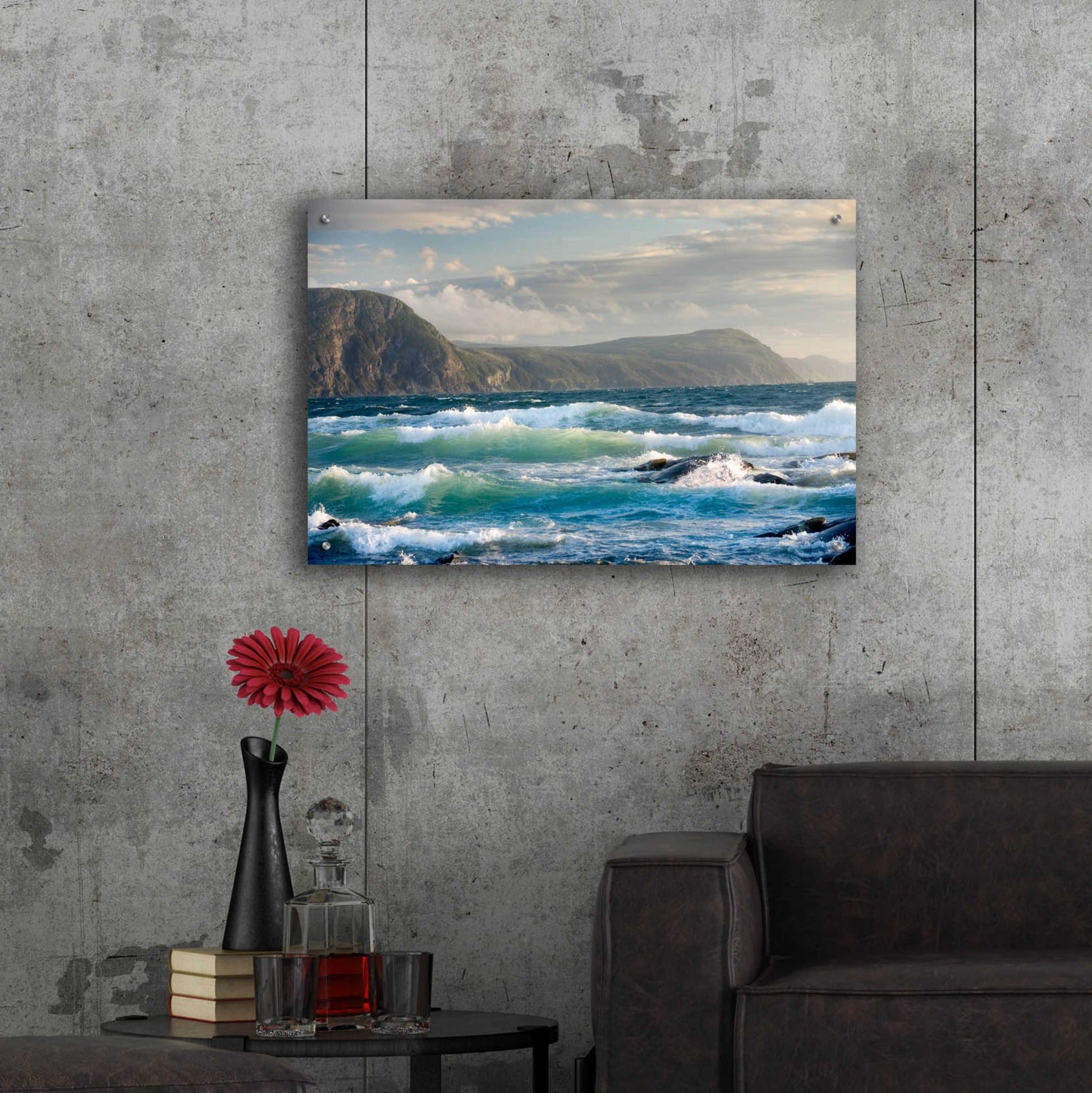 Epic Art 'Newfoundland Sunset Surf' by Mike Jones, Acrylic Glass Wall Art,36x24