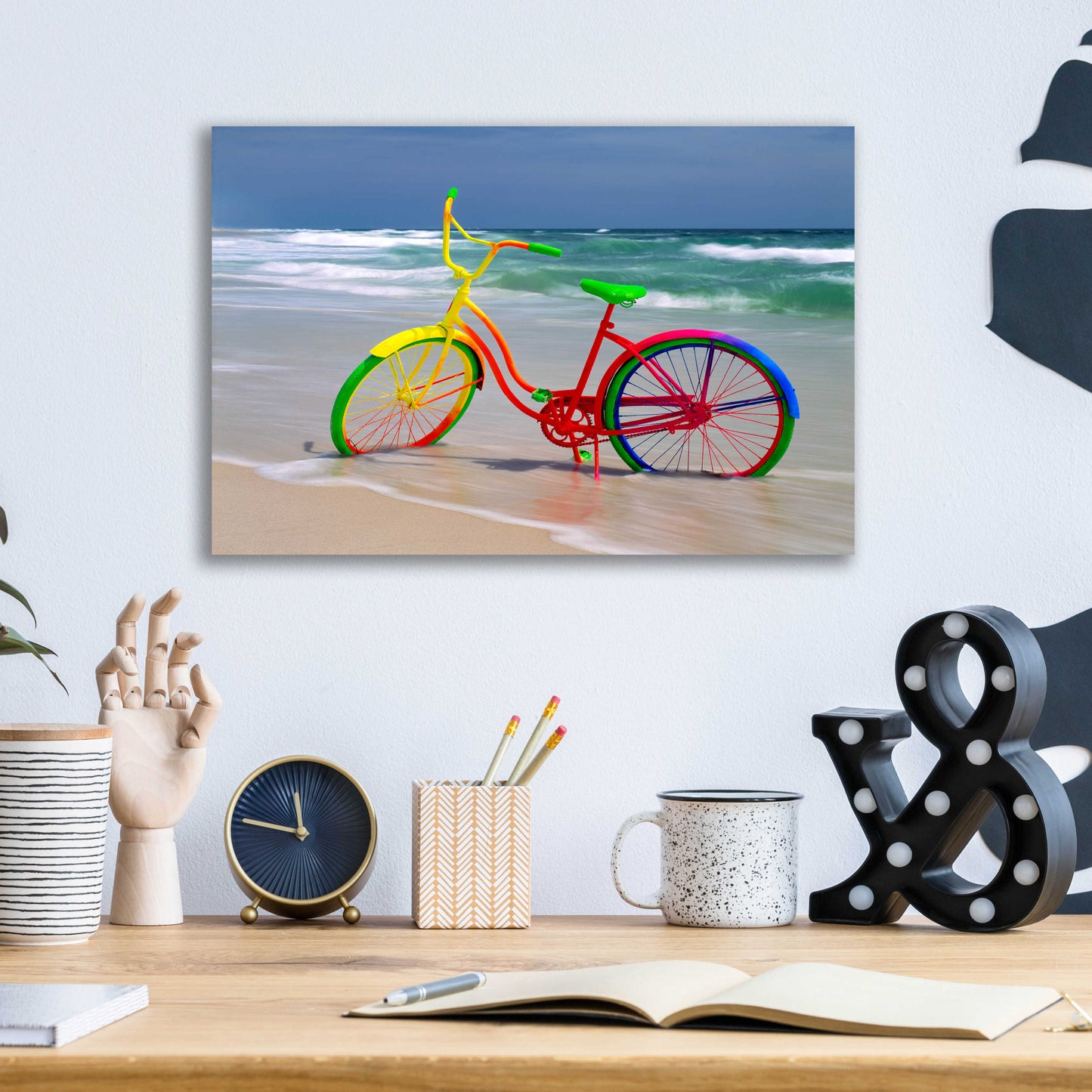 Epic Art 'Rainbow Bike' by Mike Jones, Acrylic Glass Wall Art,16x12