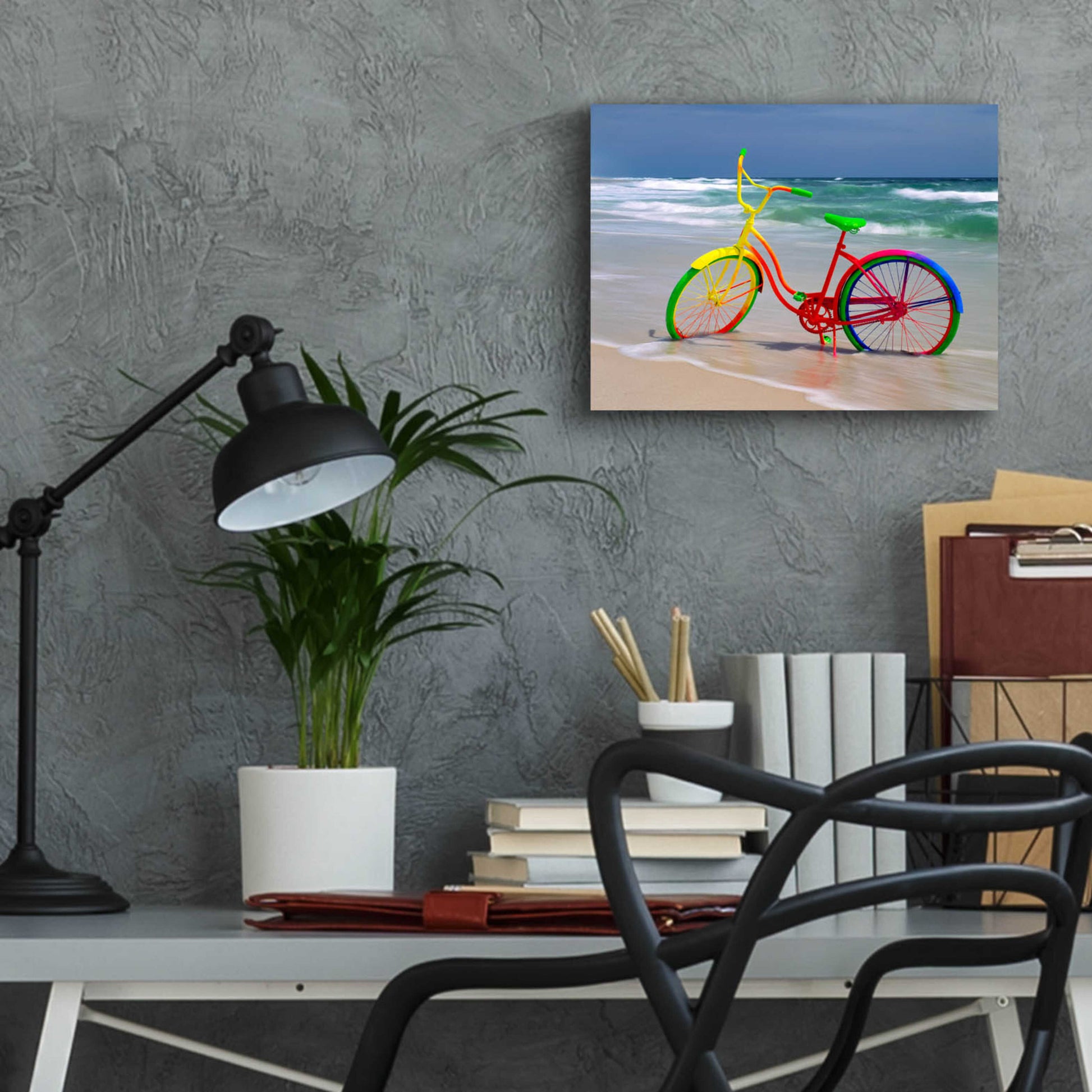 Epic Art 'Rainbow Bike' by Mike Jones, Acrylic Glass Wall Art,16x12