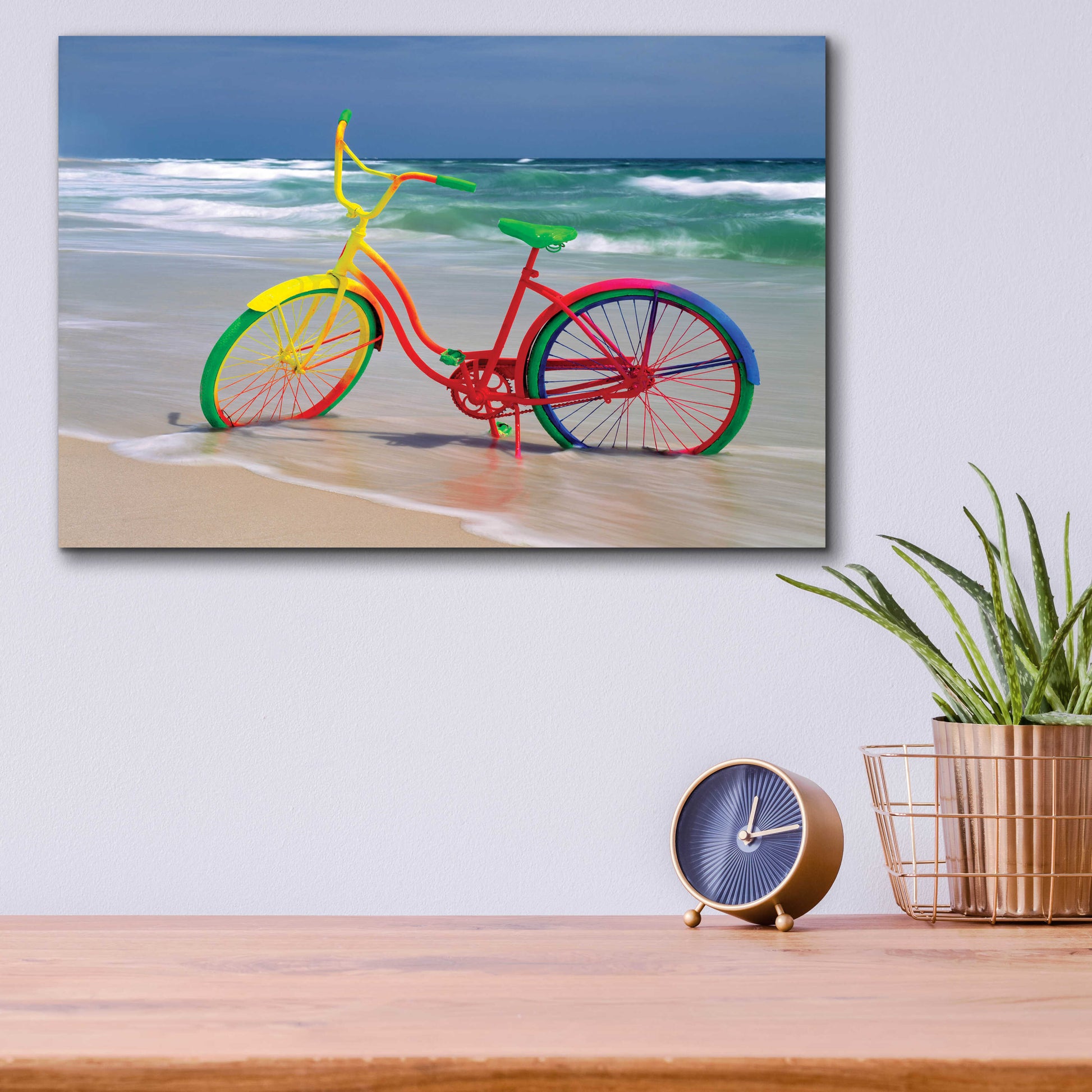 Epic Art 'Rainbow Bike' by Mike Jones, Acrylic Glass Wall Art,16x12