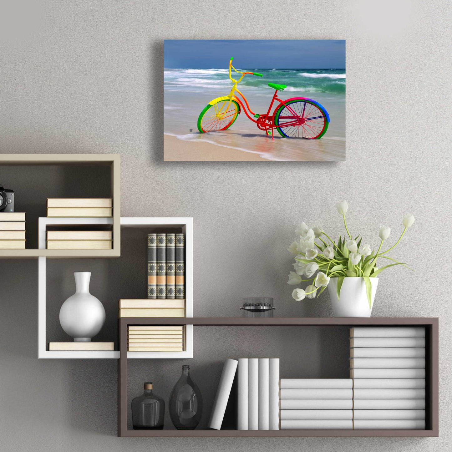 Epic Art 'Rainbow Bike' by Mike Jones, Acrylic Glass Wall Art,24x16