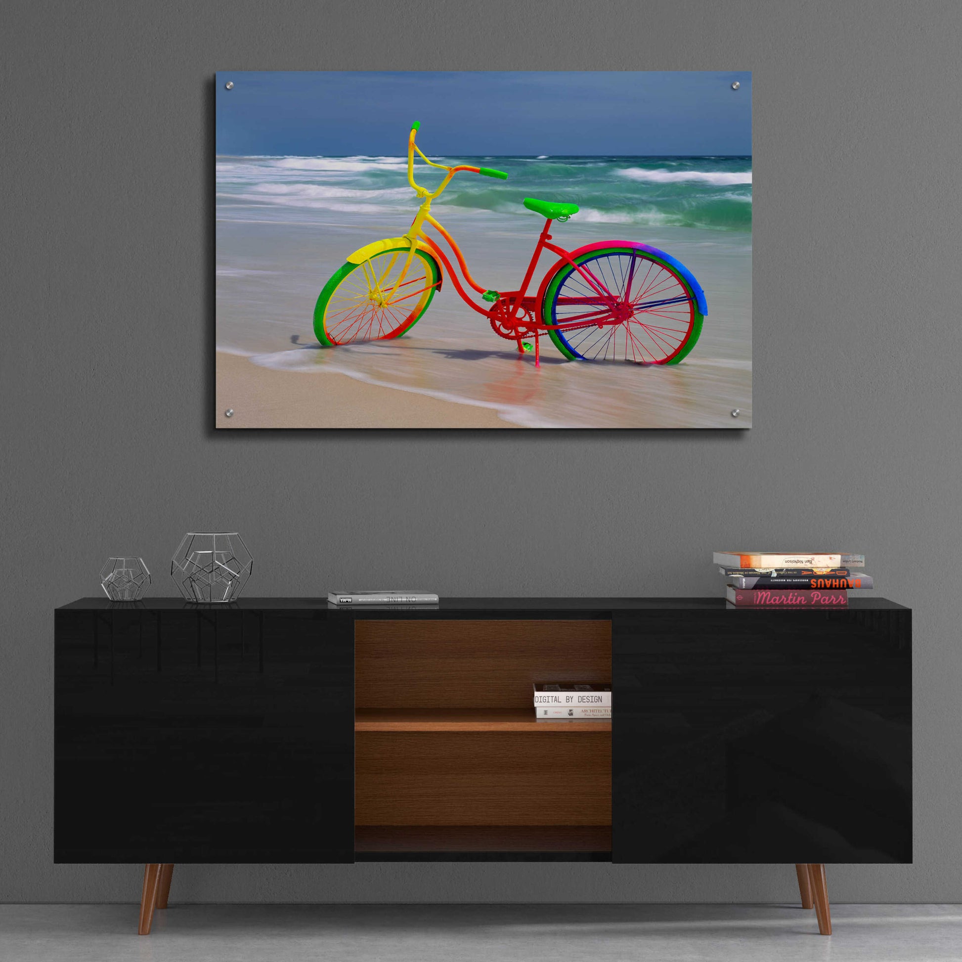 Epic Art 'Rainbow Bike' by Mike Jones, Acrylic Glass Wall Art,36x24