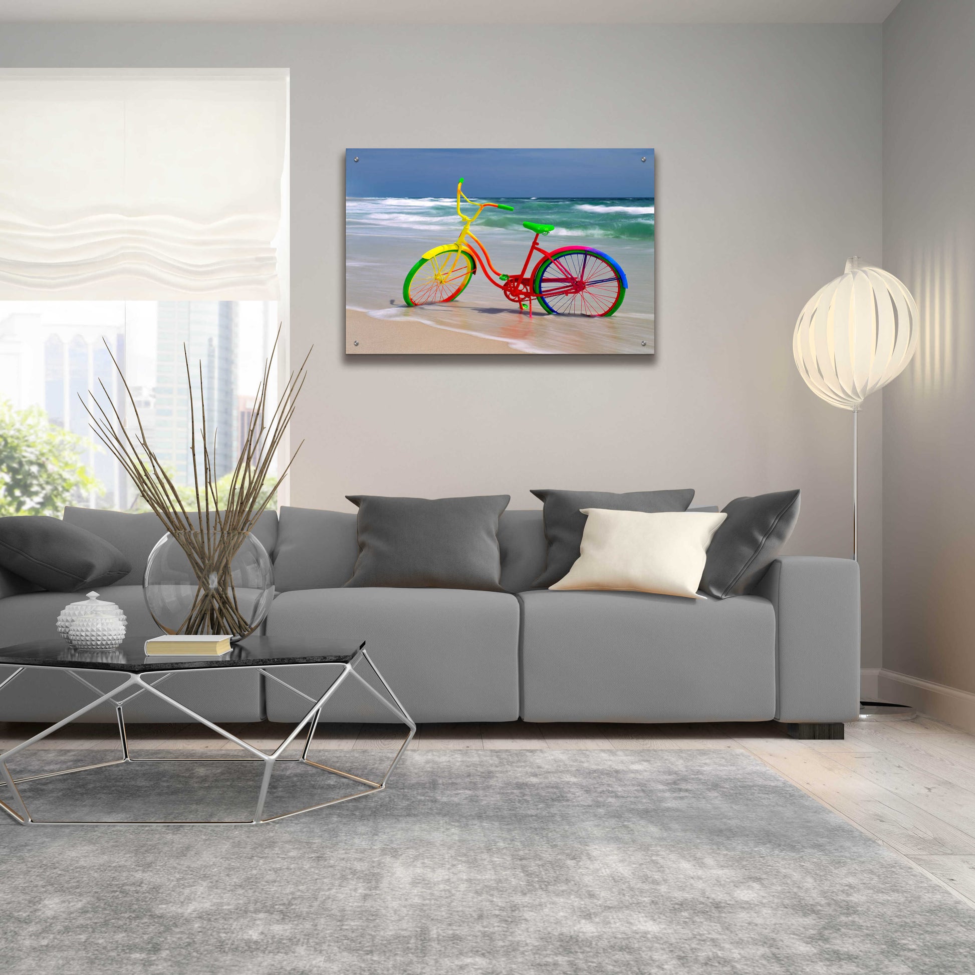 Epic Art 'Rainbow Bike' by Mike Jones, Acrylic Glass Wall Art,36x24