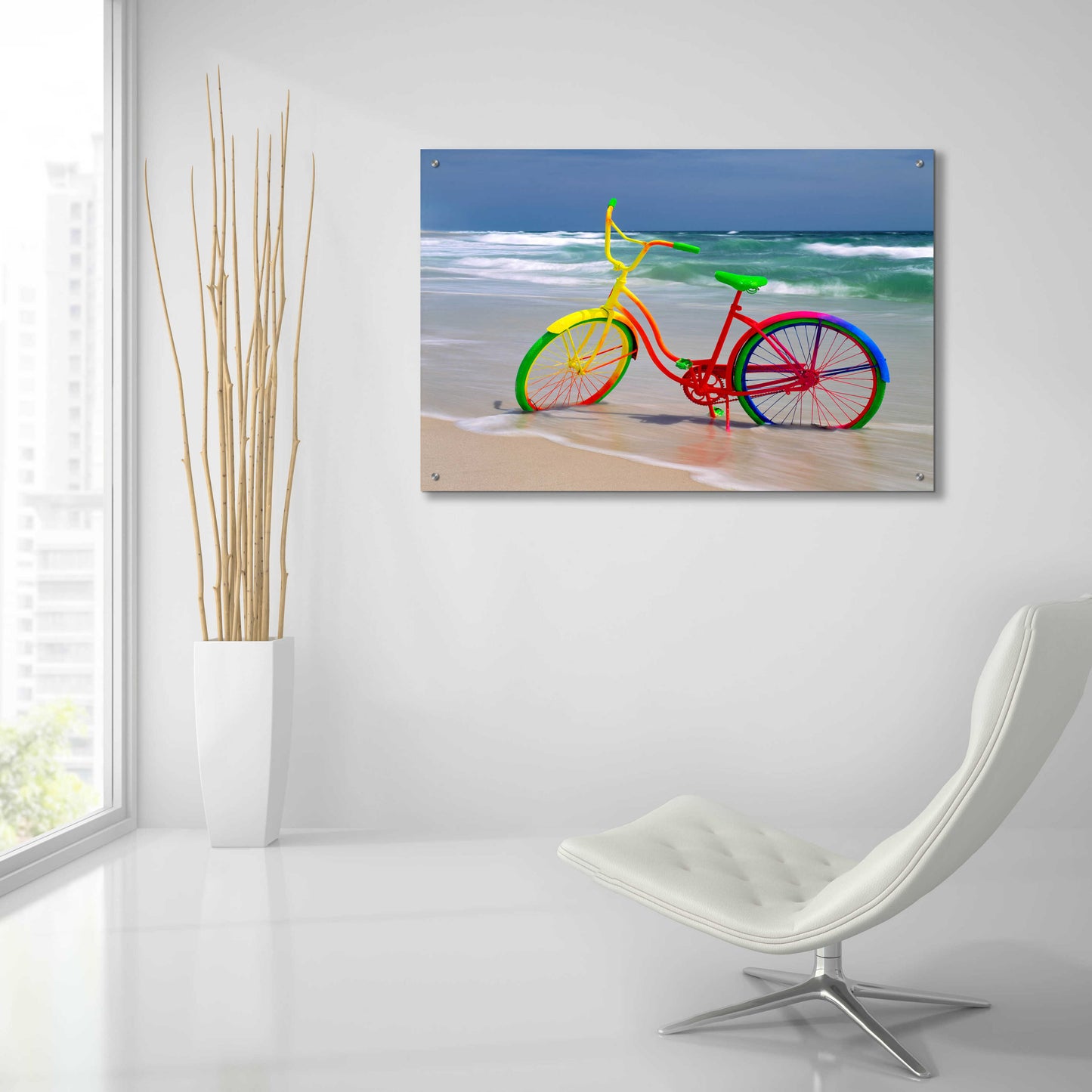 Epic Art 'Rainbow Bike' by Mike Jones, Acrylic Glass Wall Art,36x24