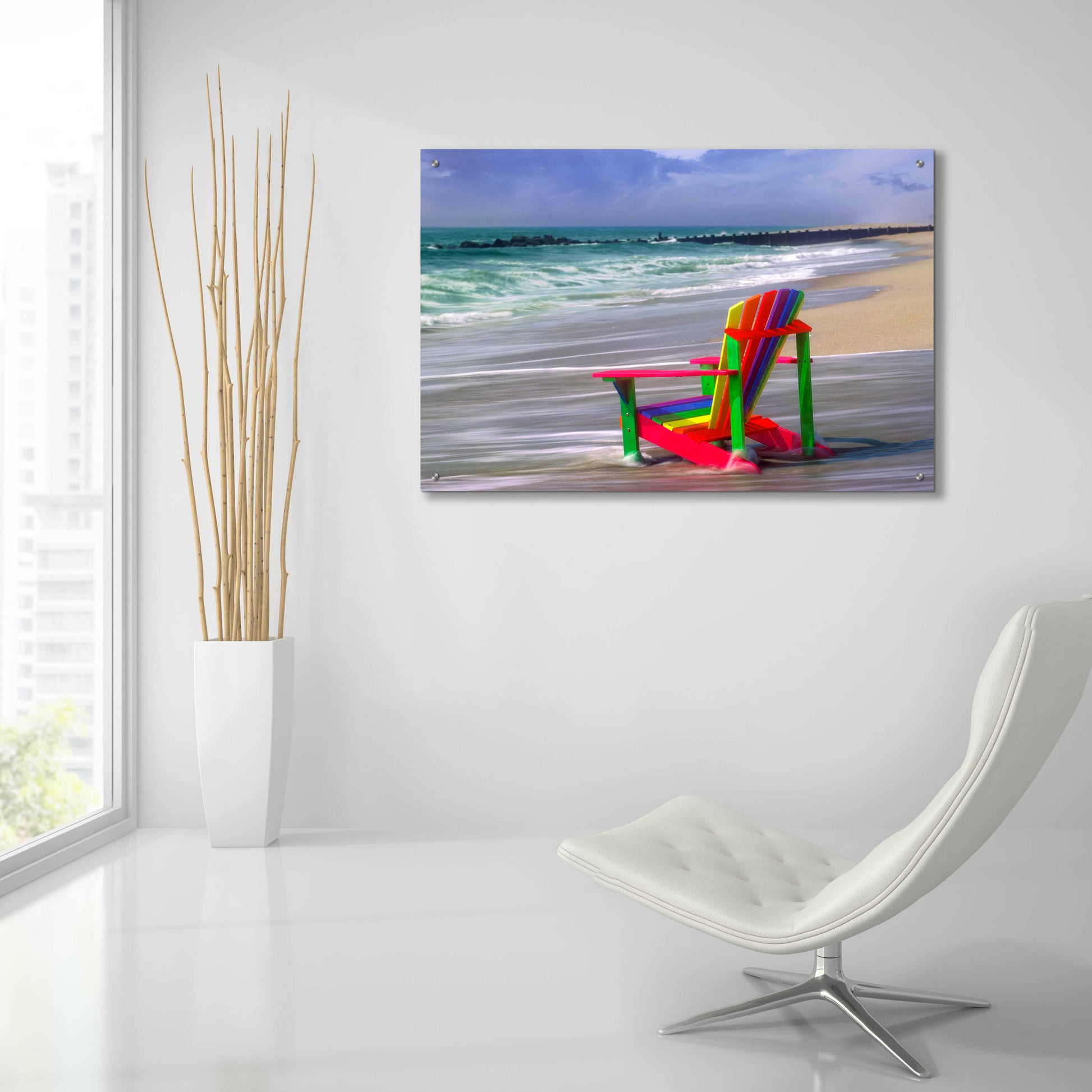 Epic Art 'Rainbow Chair' by Mike Jones, Acrylic Glass Wall Art,36x24