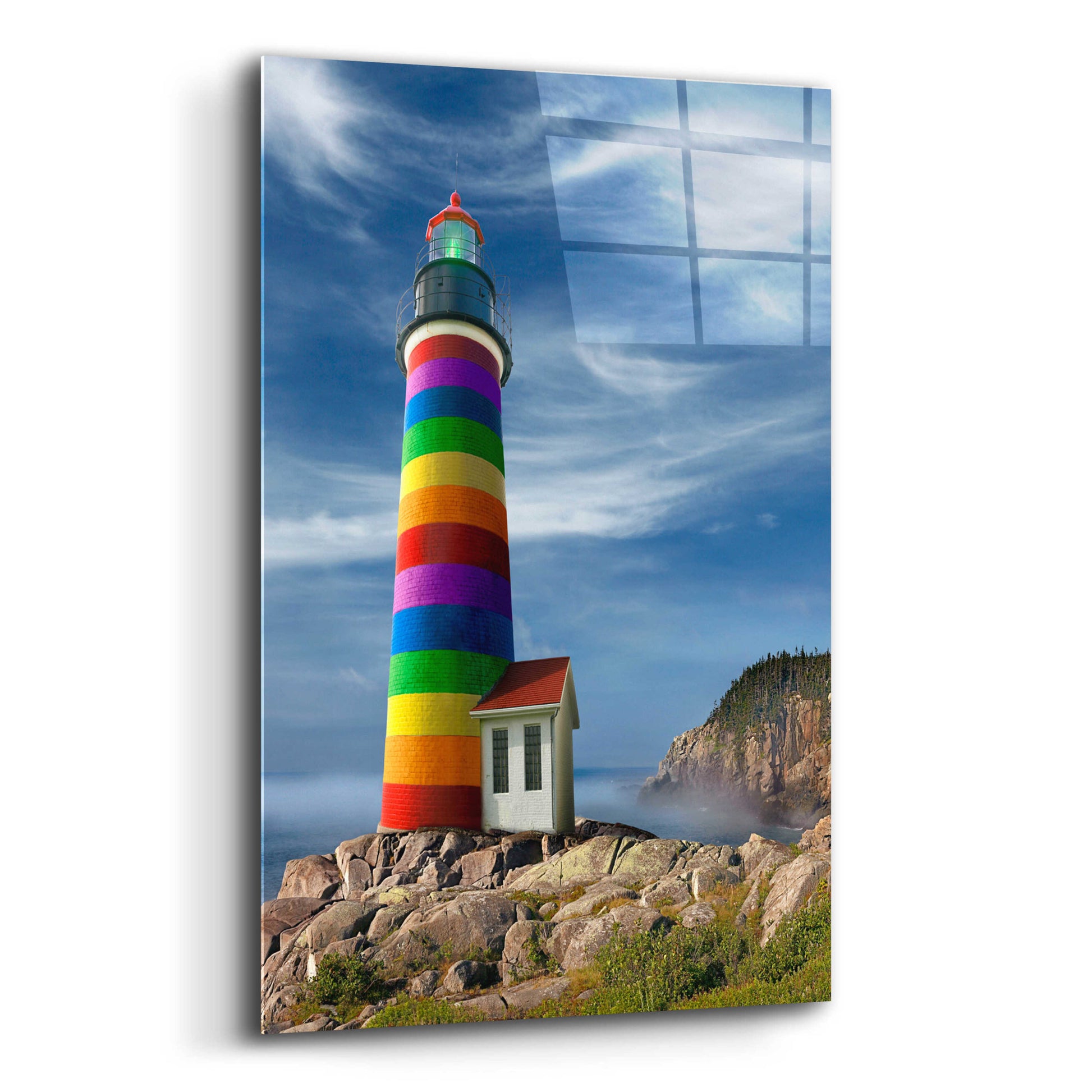 Epic Art 'Rainbow Lighthouse North' by Mike Jones, Acrylic Glass Wall Art,12x16