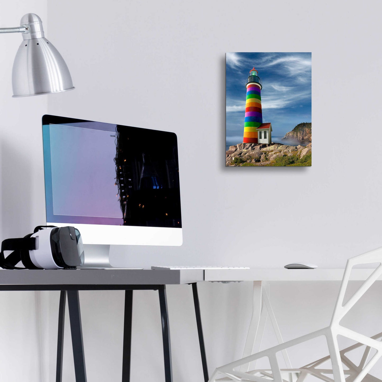 Epic Art 'Rainbow Lighthouse North' by Mike Jones, Acrylic Glass Wall Art,12x16