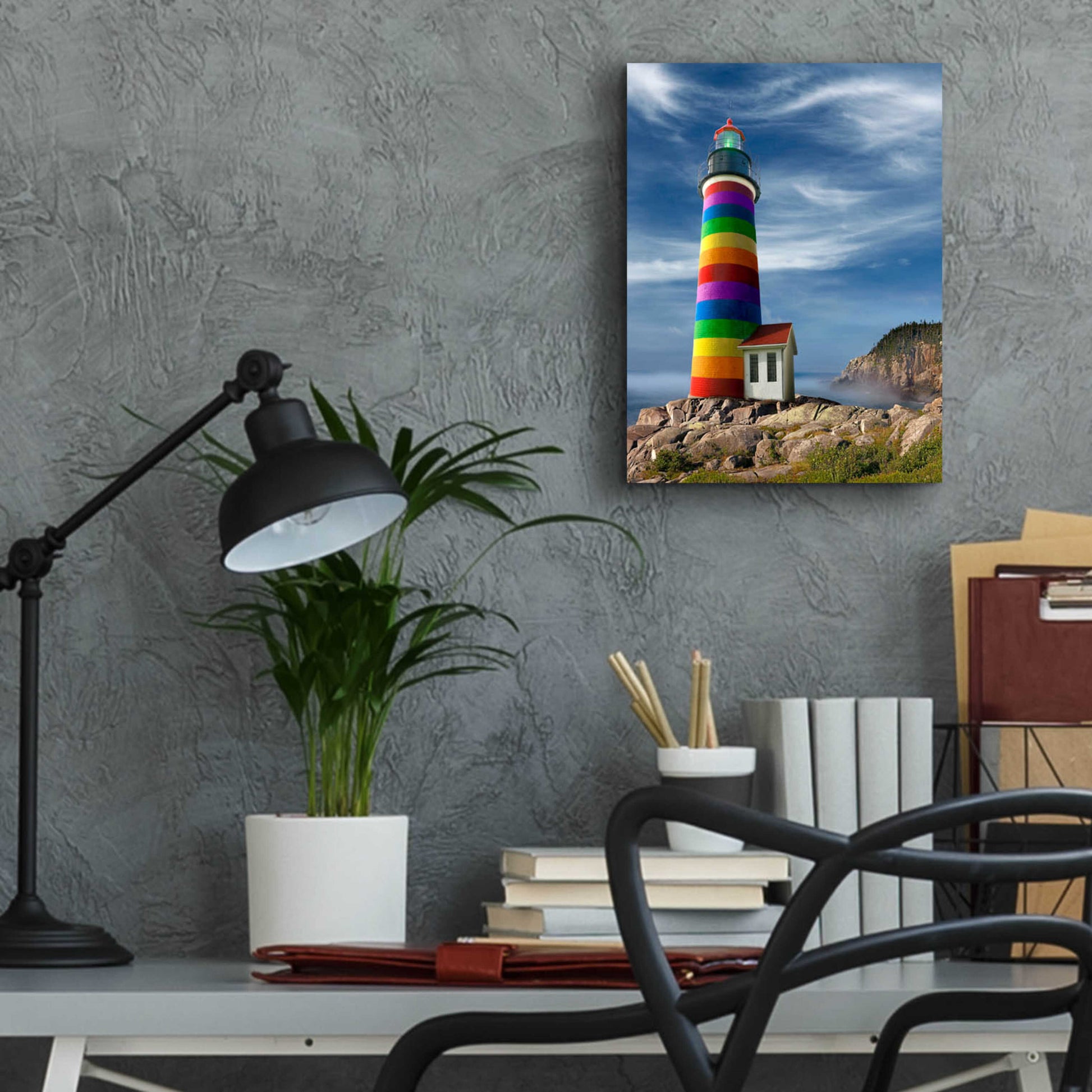 Epic Art 'Rainbow Lighthouse North' by Mike Jones, Acrylic Glass Wall Art,12x16