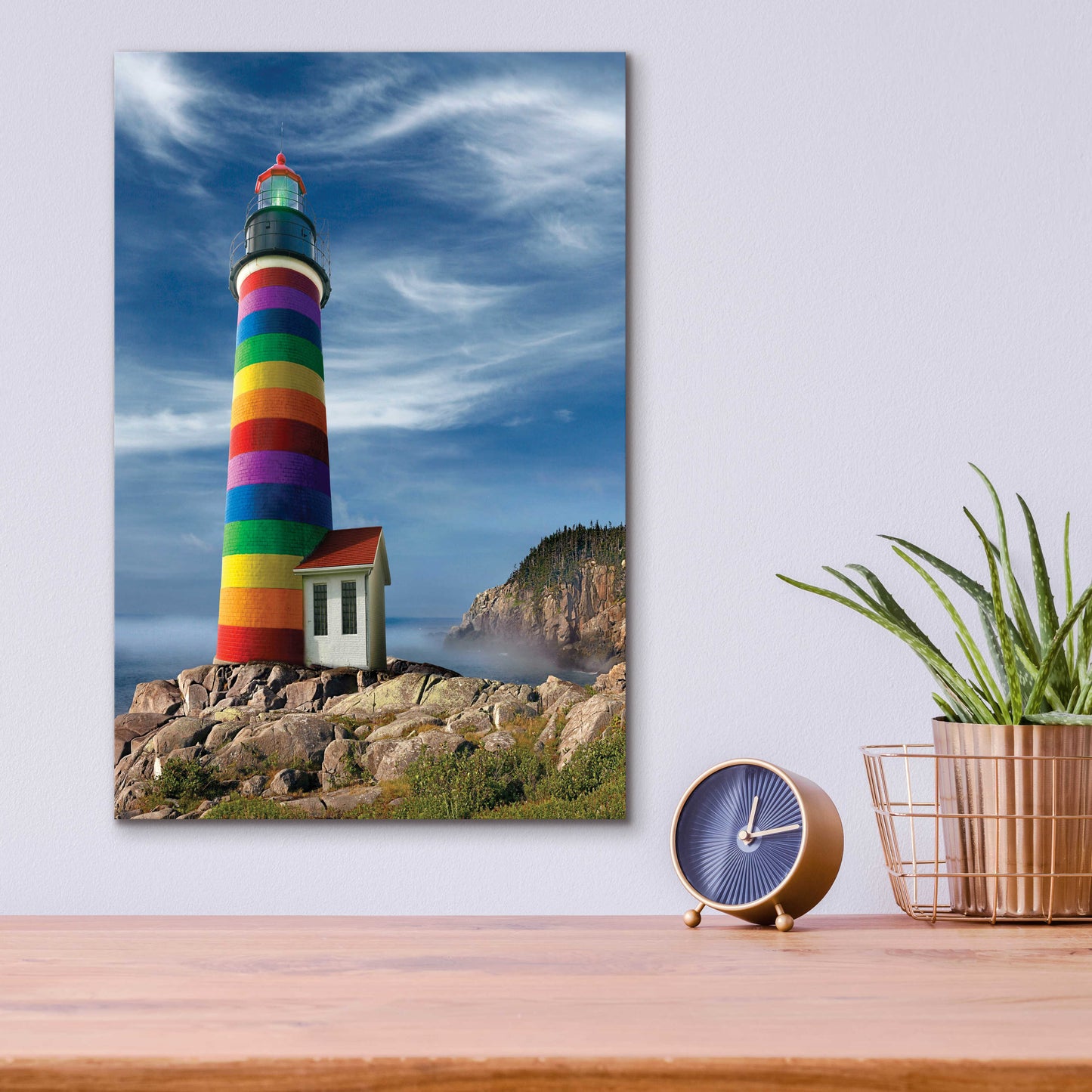 Epic Art 'Rainbow Lighthouse North' by Mike Jones, Acrylic Glass Wall Art,12x16