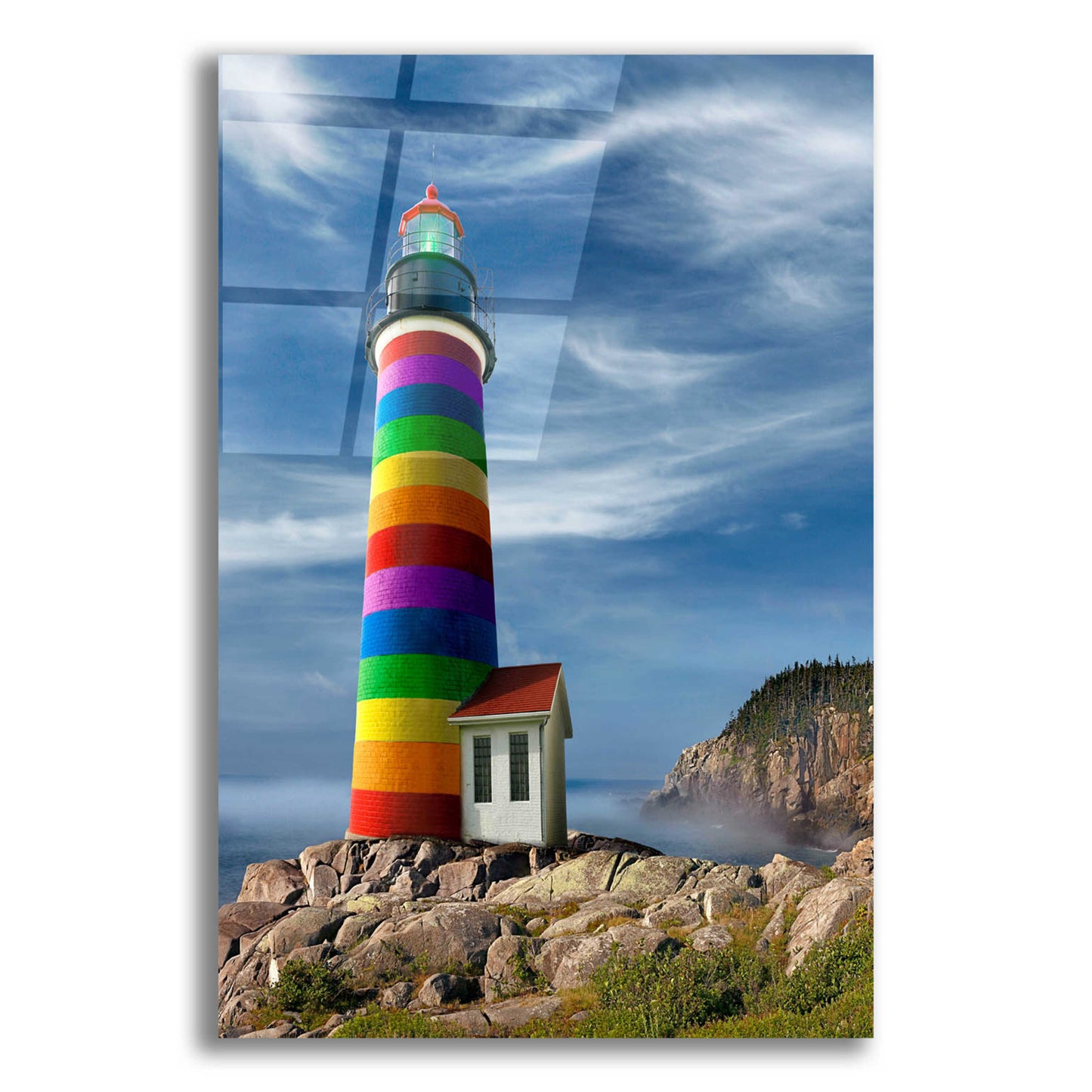 Epic Art 'Rainbow Lighthouse North' by Mike Jones, Acrylic Glass Wall Art,12x16