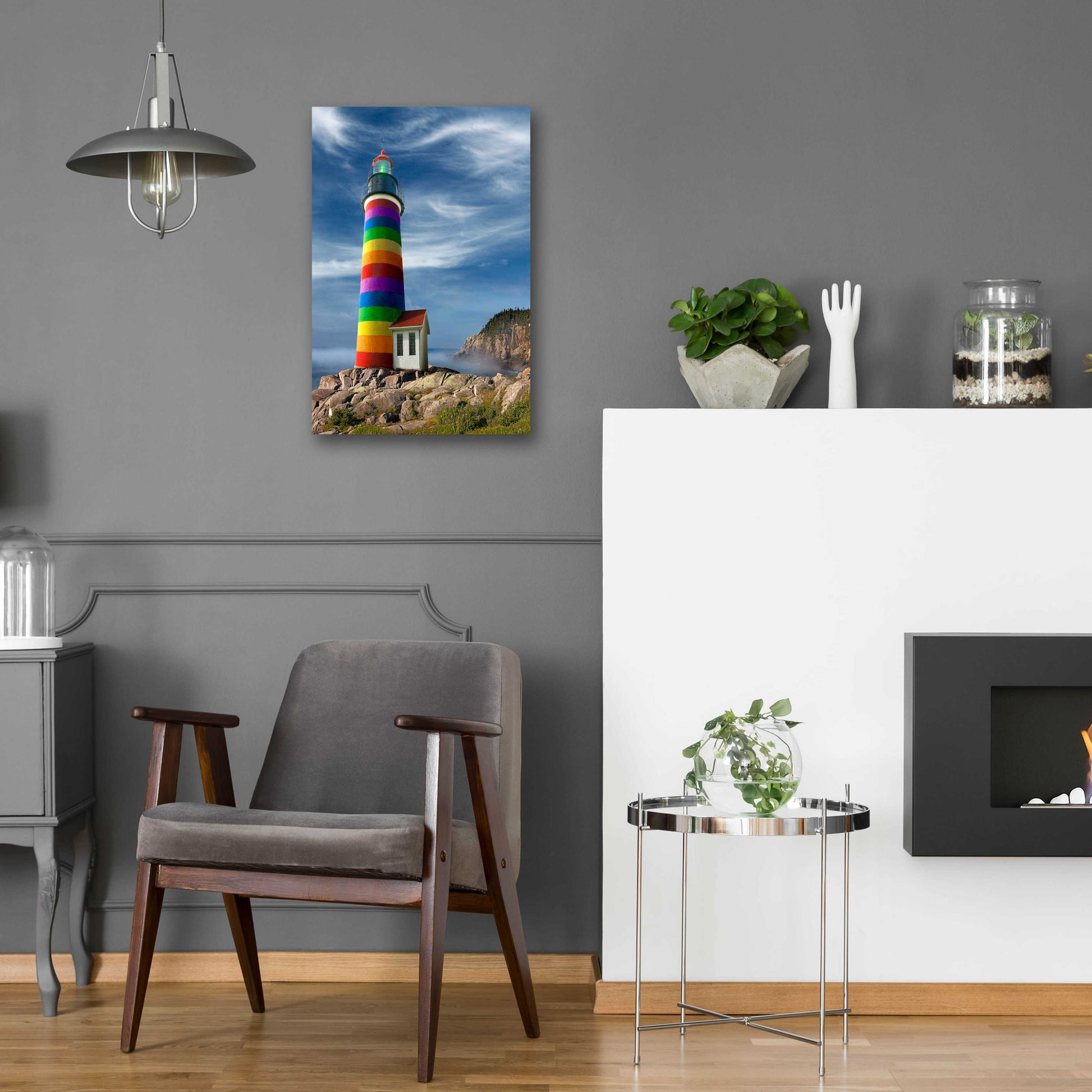 Epic Art 'Rainbow Lighthouse North' by Mike Jones, Acrylic Glass Wall Art,16x24