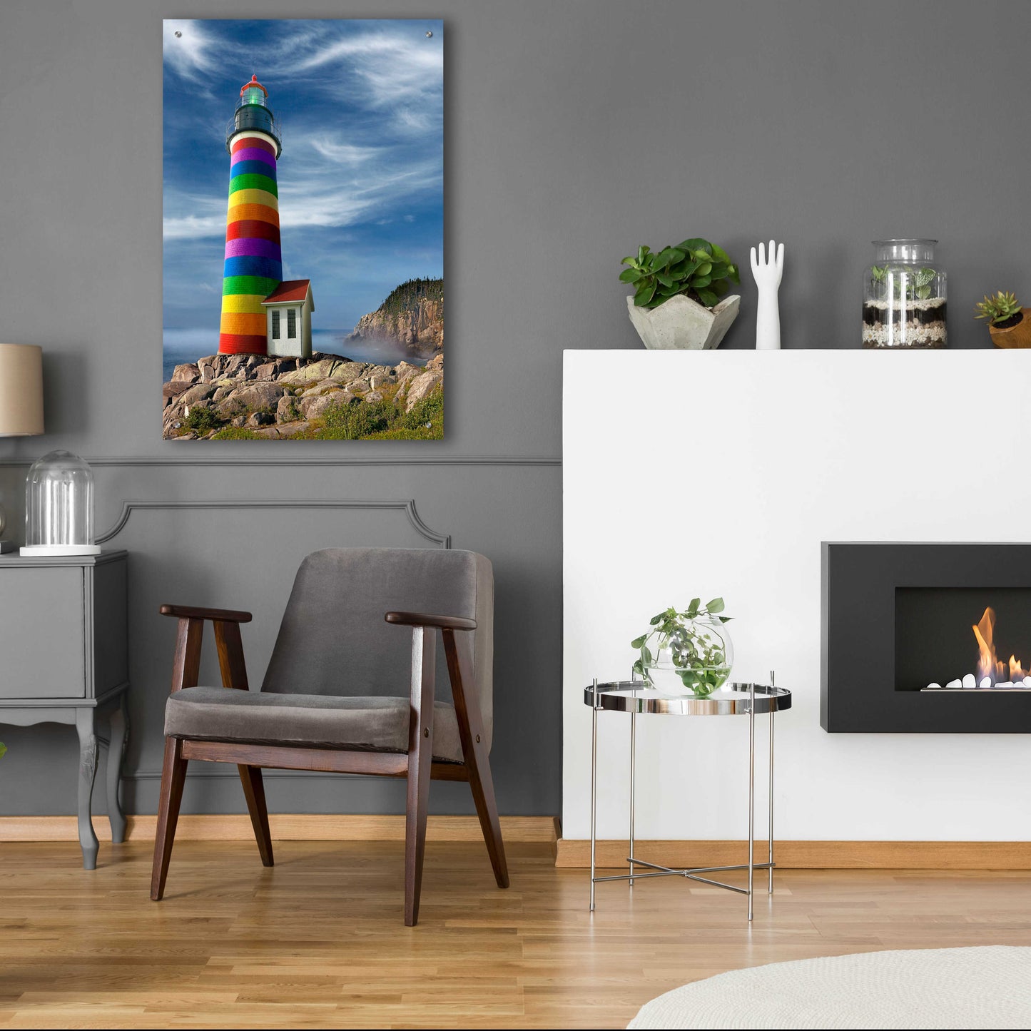 Epic Art 'Rainbow Lighthouse North' by Mike Jones, Acrylic Glass Wall Art,24x36