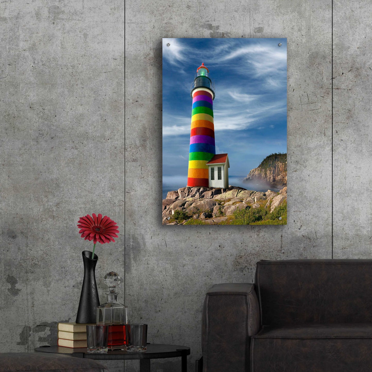 Epic Art 'Rainbow Lighthouse North' by Mike Jones, Acrylic Glass Wall Art,24x36