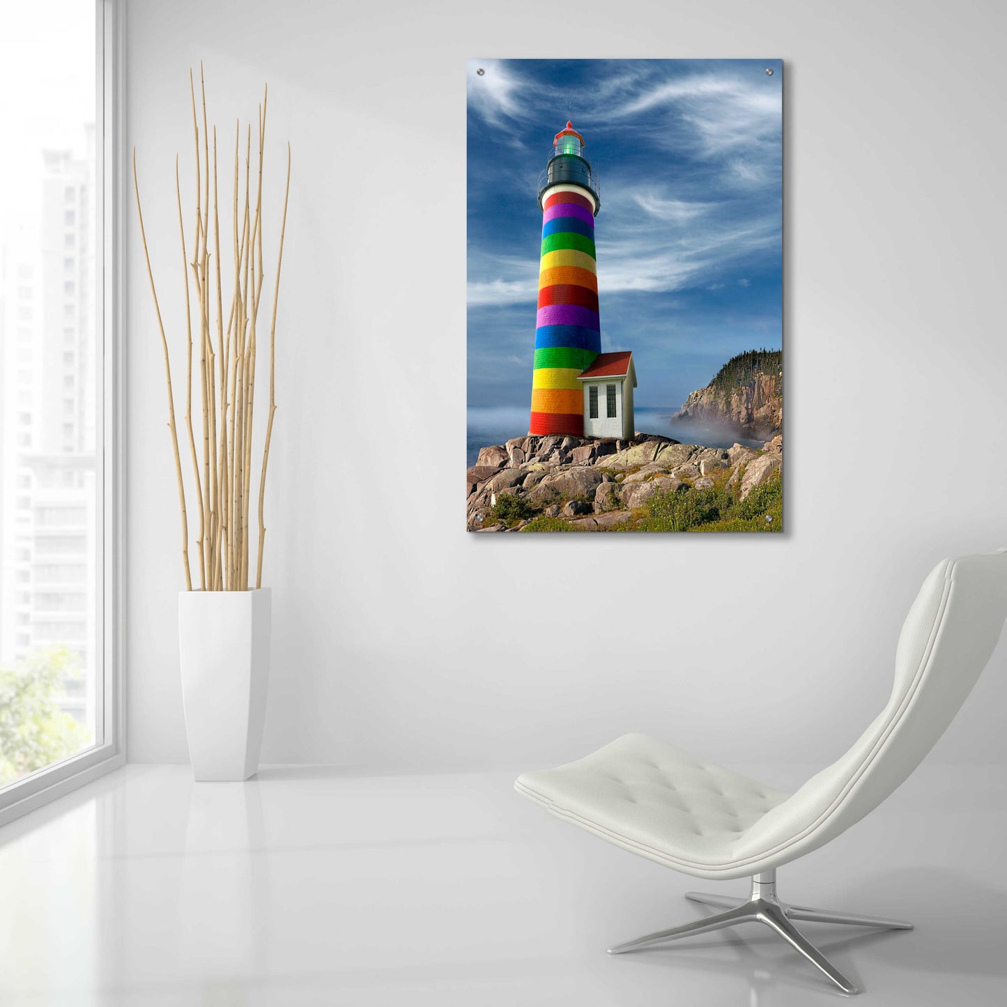 Epic Art 'Rainbow Lighthouse North' by Mike Jones, Acrylic Glass Wall Art,24x36