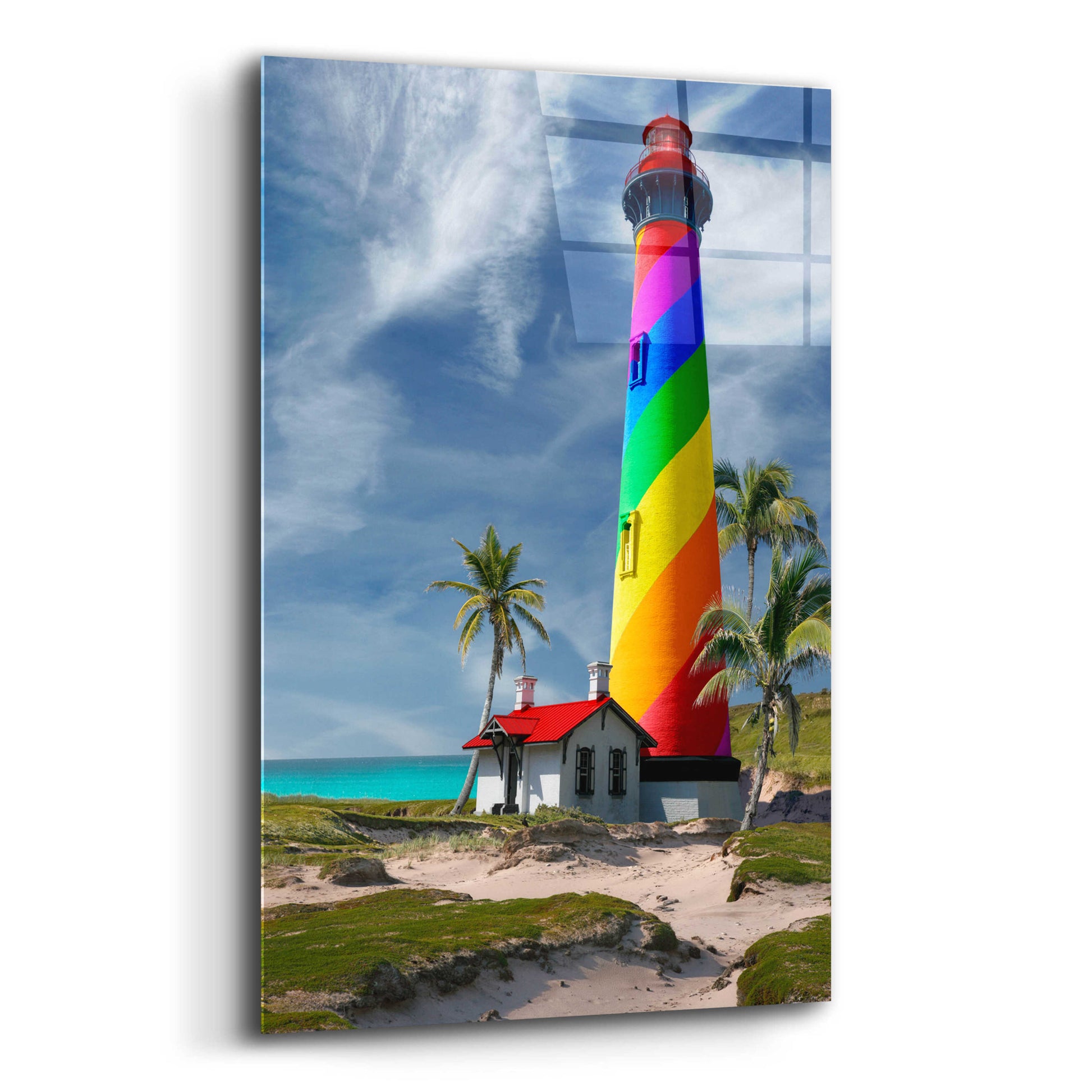 Epic Art 'Rainbow Lighthouse South' by Mike Jones, Acrylic Glass Wall Art,12x16