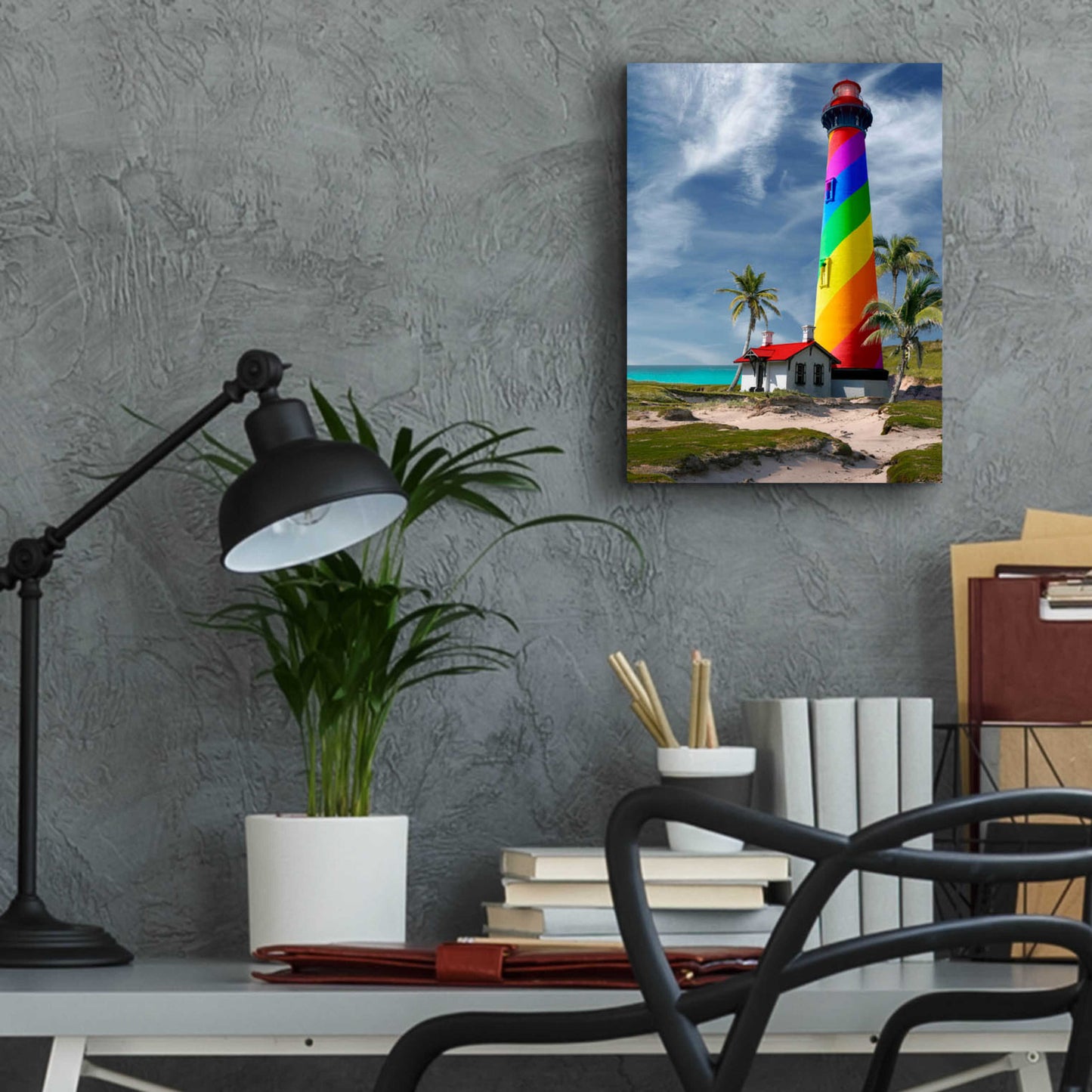 Epic Art 'Rainbow Lighthouse South' by Mike Jones, Acrylic Glass Wall Art,12x16