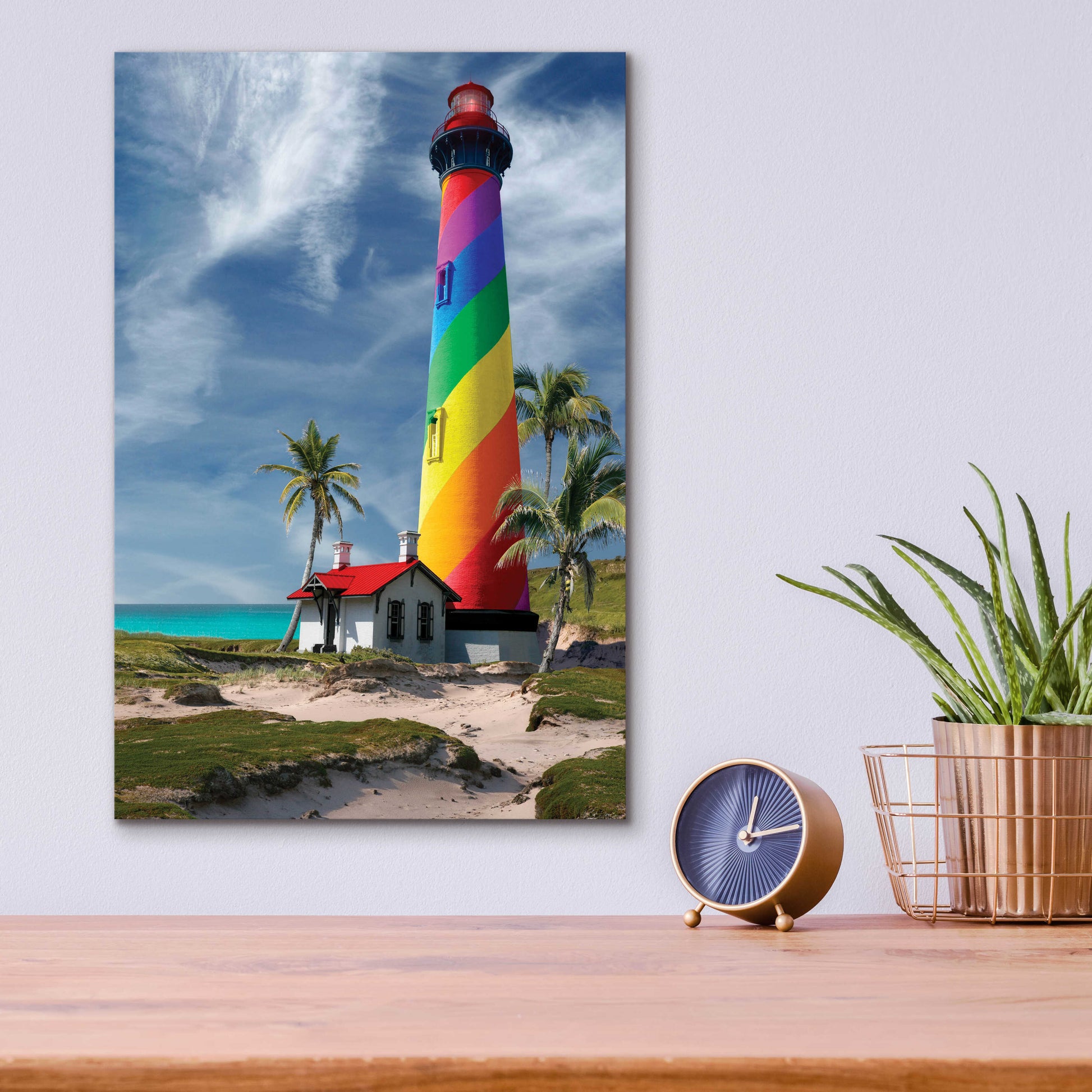 Epic Art 'Rainbow Lighthouse South' by Mike Jones, Acrylic Glass Wall Art,12x16