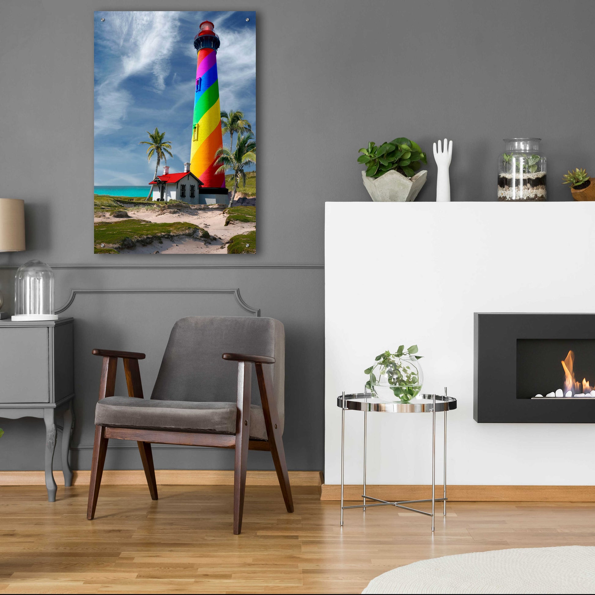 Epic Art 'Rainbow Lighthouse South' by Mike Jones, Acrylic Glass Wall Art,24x36