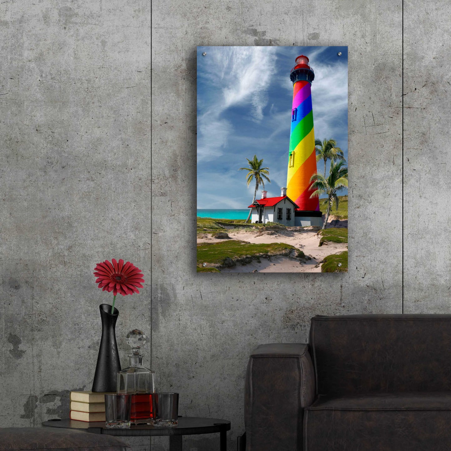 Epic Art 'Rainbow Lighthouse South' by Mike Jones, Acrylic Glass Wall Art,24x36