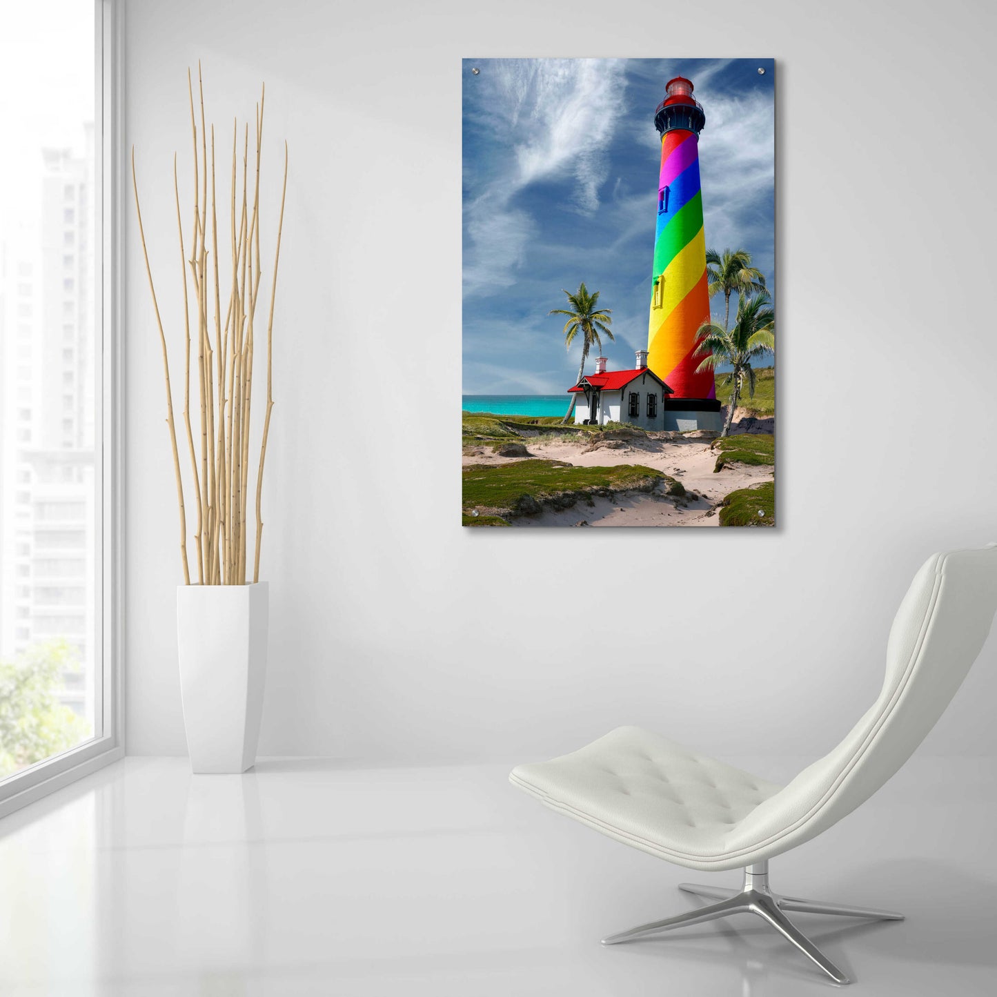 Epic Art 'Rainbow Lighthouse South' by Mike Jones, Acrylic Glass Wall Art,24x36