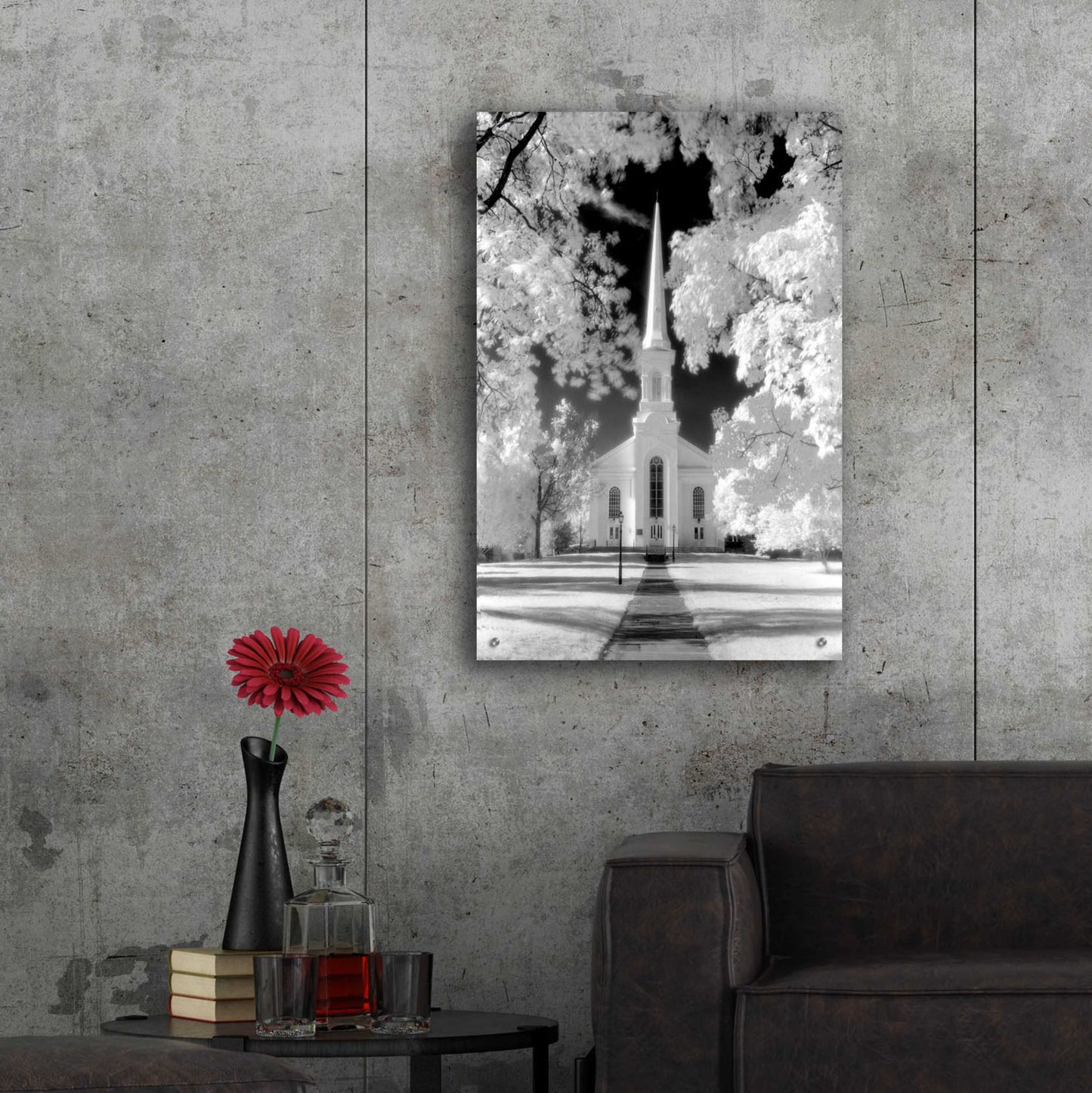 Epic Art 'Westfield Church Infrared' by Mike Jones, Acrylic Glass Wall Art,24x36